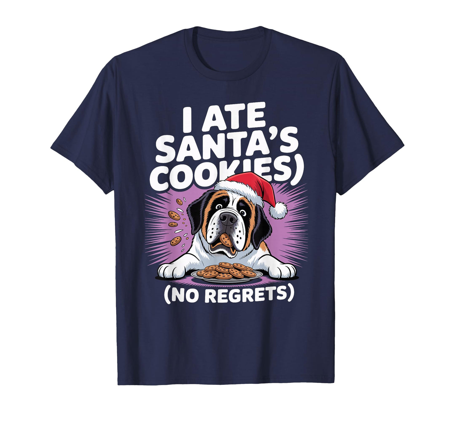 I Ate Santas Cookies Xmas Puppy Funny Christmas St Bernard T-Shirt