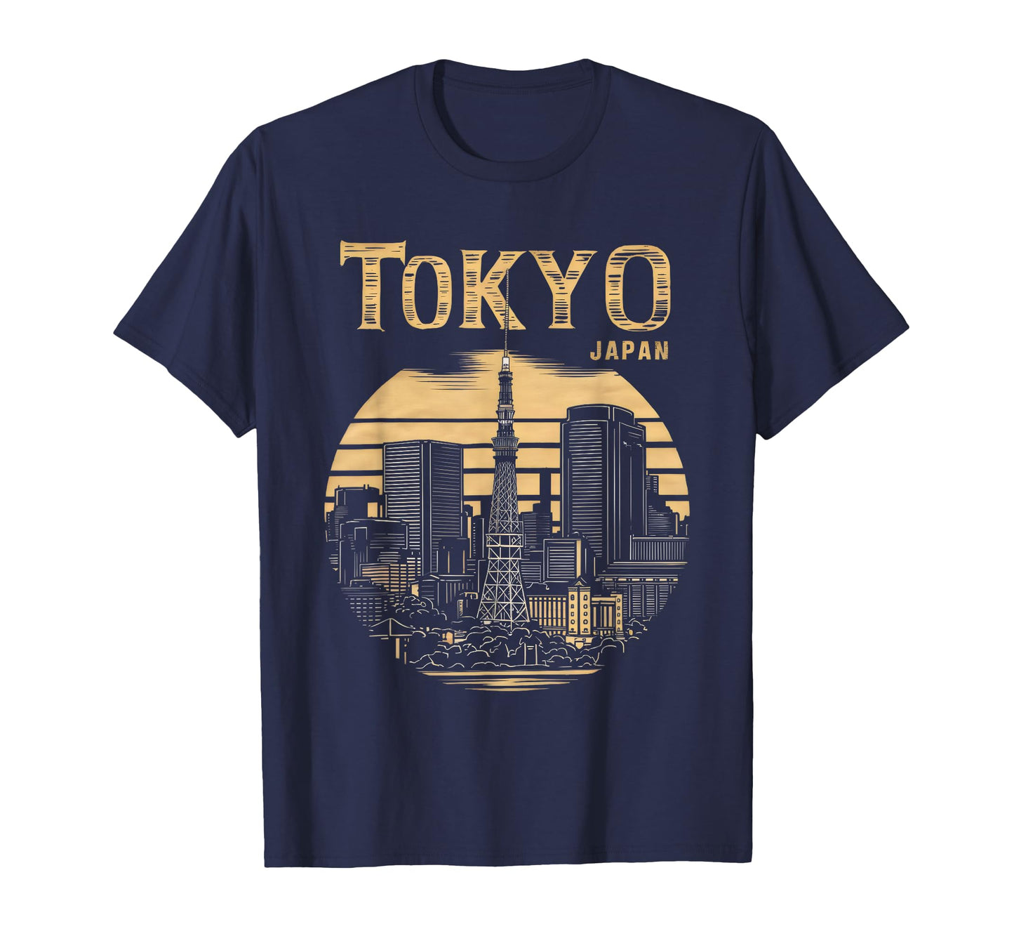 Tokyo Skyline Tower Woodblock Japanese Style Art Japan T-Shirt