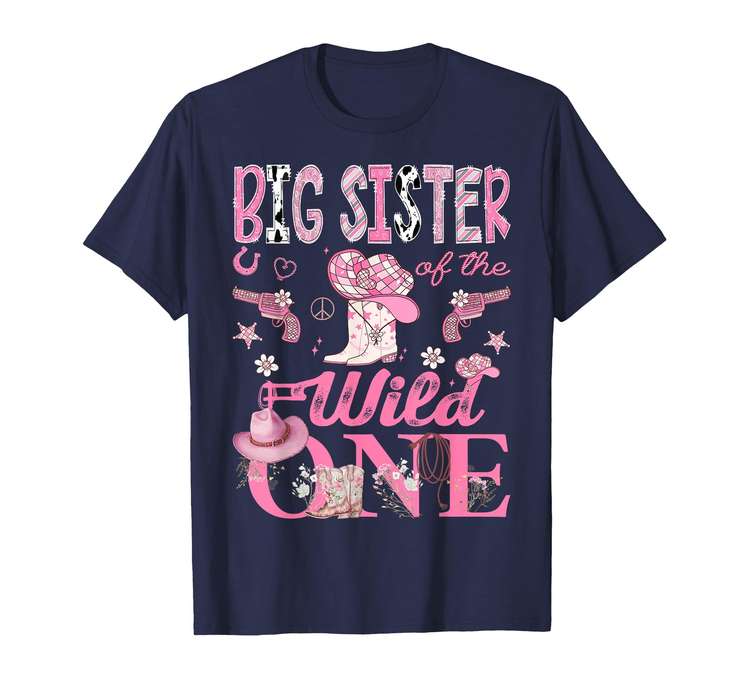 Big Sister Of The Wild One 1St Birthday CowGirl Disco T-Shirt