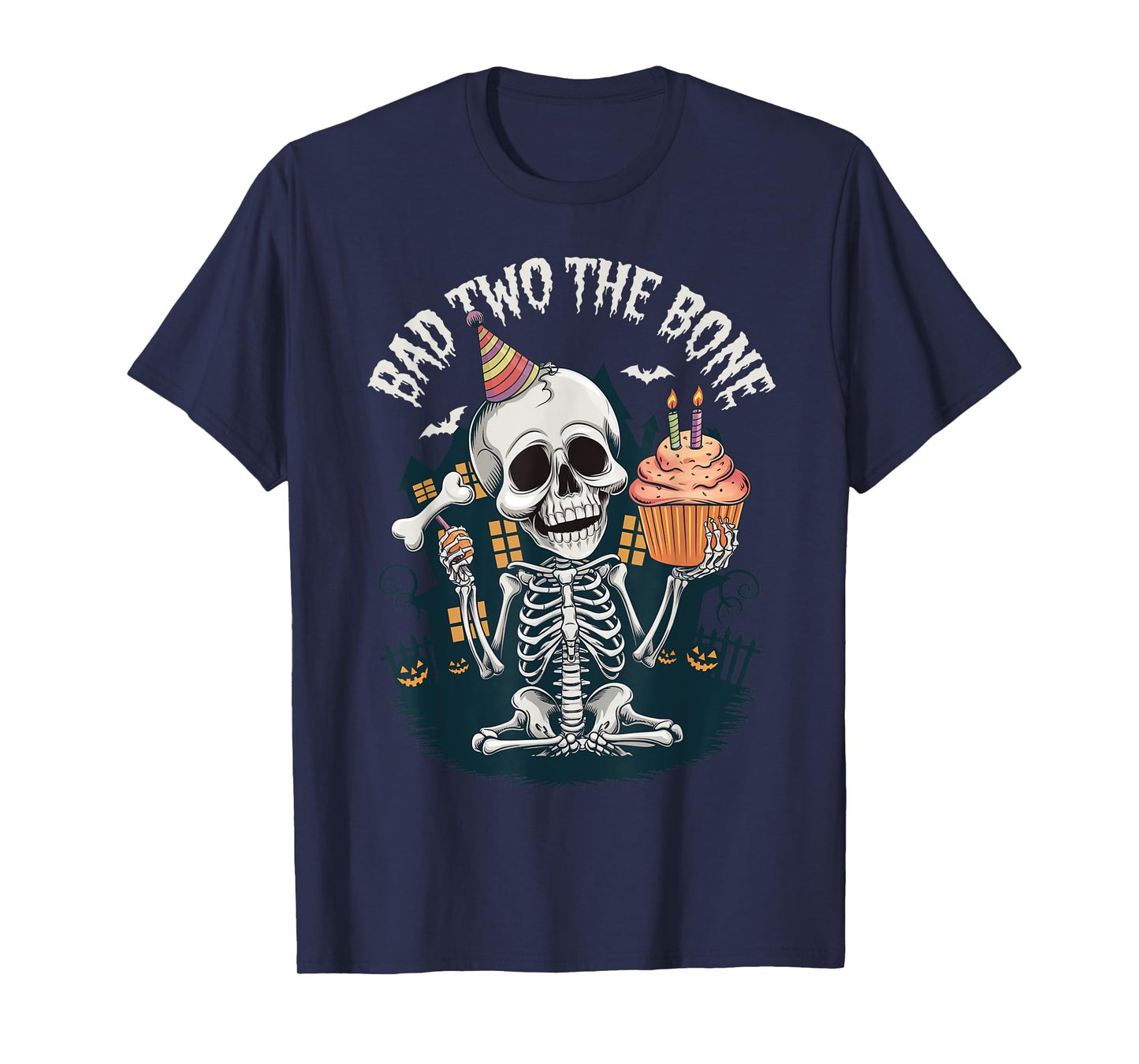 Bad Two The Bone Halloween Birthday 2nd Birthday Toddler T-Shirt