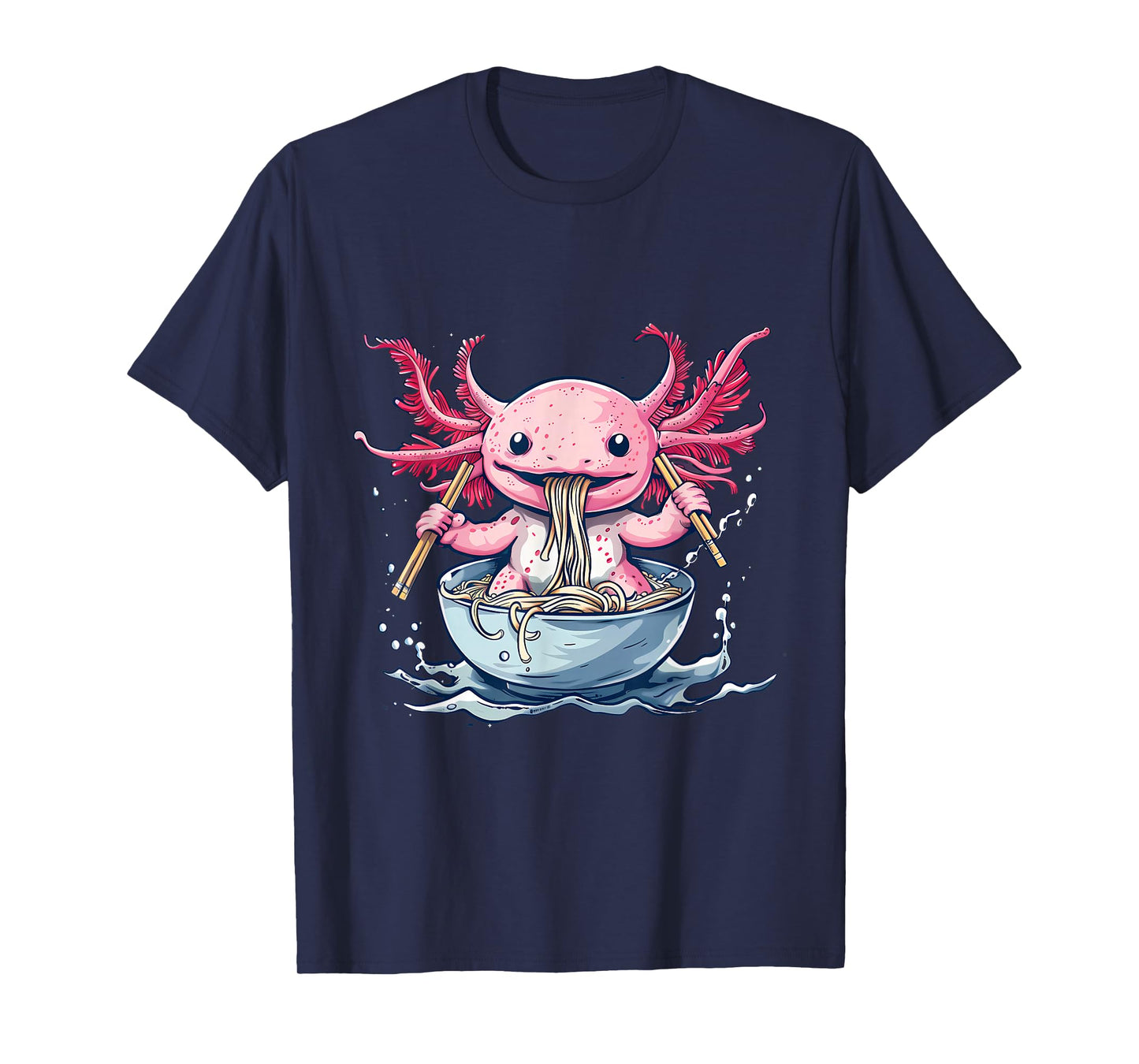 Axolotl Eating Ramen Japanese Noodles Axolotl Ramen Bowl T-Shirt