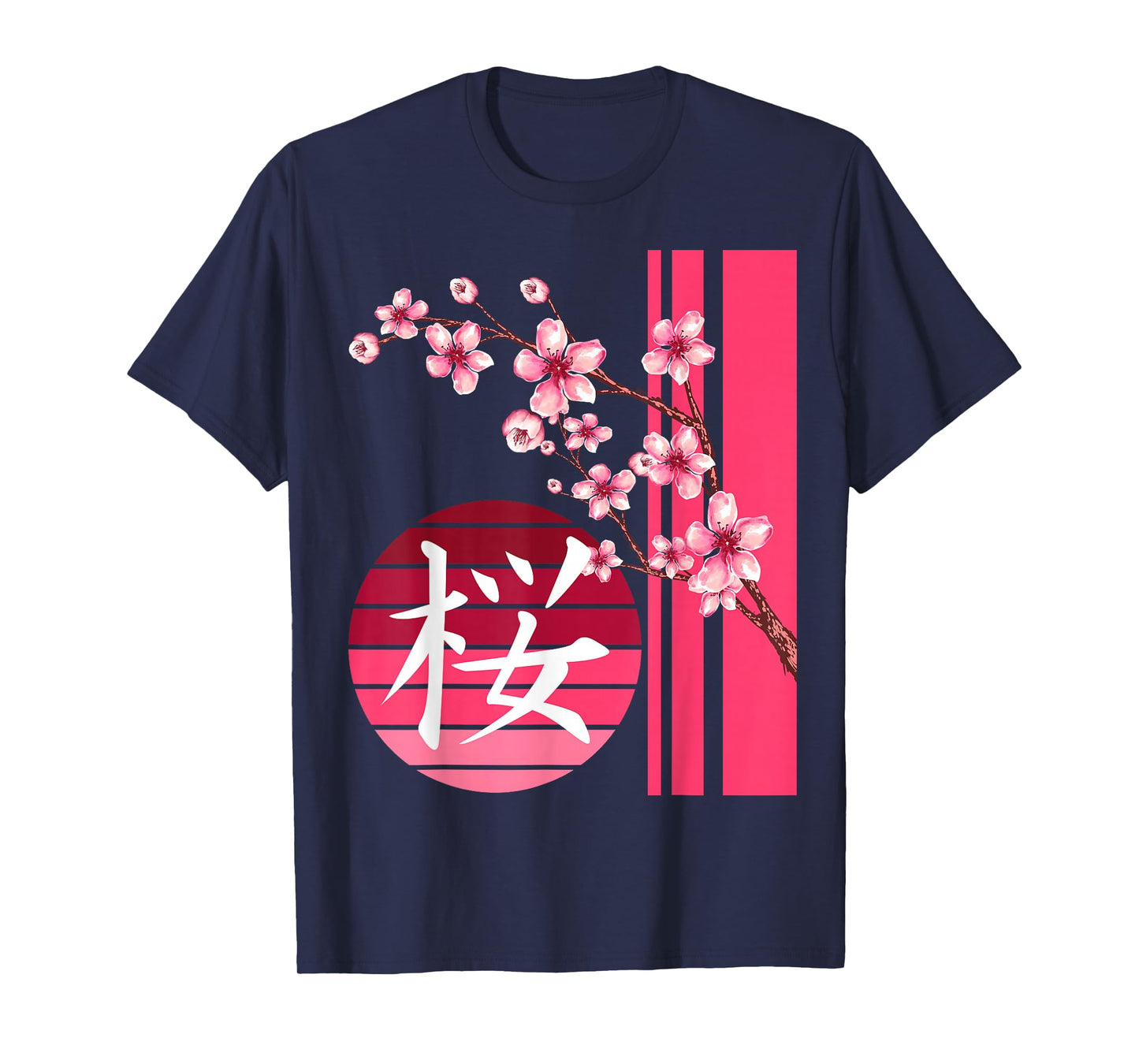 Sakura Flowers Spring Cherry Blossoms Japanese Kanji Print T-Shirt