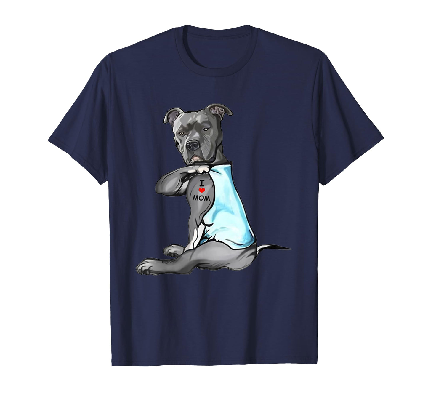 I Love Mom Tattoo Pitbull Dog Lovers Funny Mother's Day T-Shirt