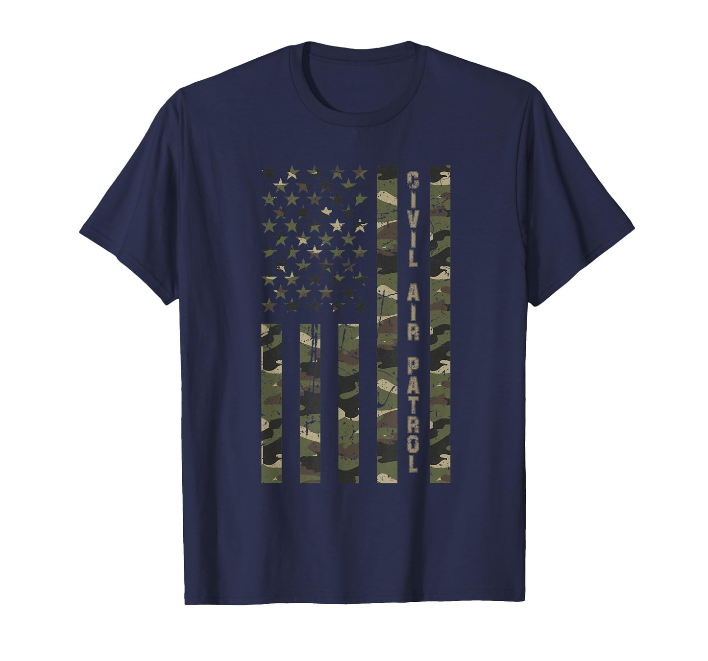 Civil Air Patrol United States Distressed Camo w US Flag T-Shirt