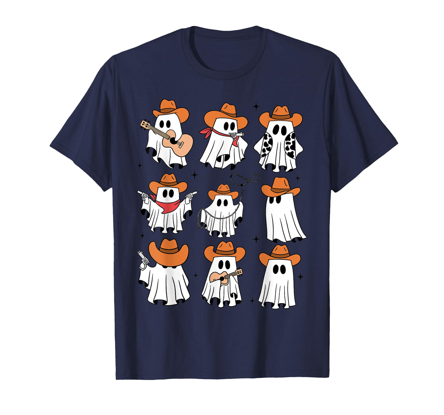 Funny Cowboys Ghost Western Halloween Howdy Rodeo Cute Ghoul T-Shirt