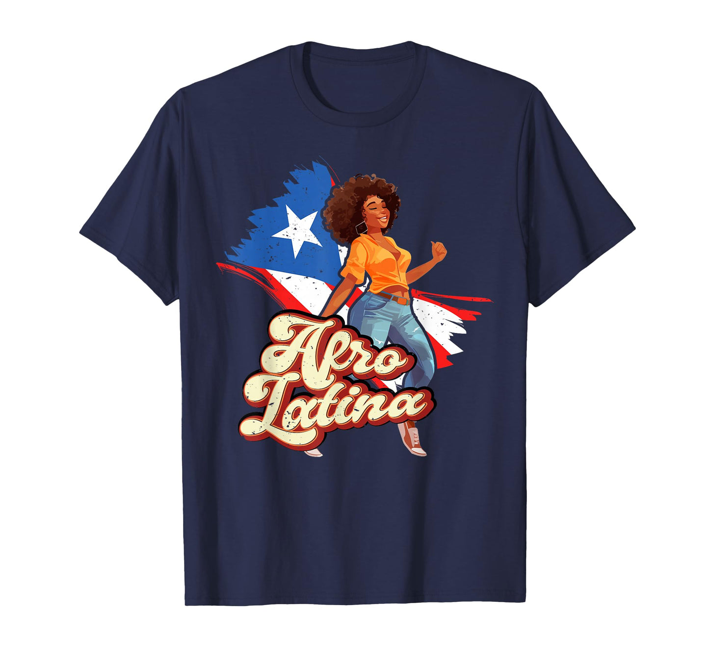 Puerto Rico Afro Latina boricua woman flag dancing caribbean T-Shirt