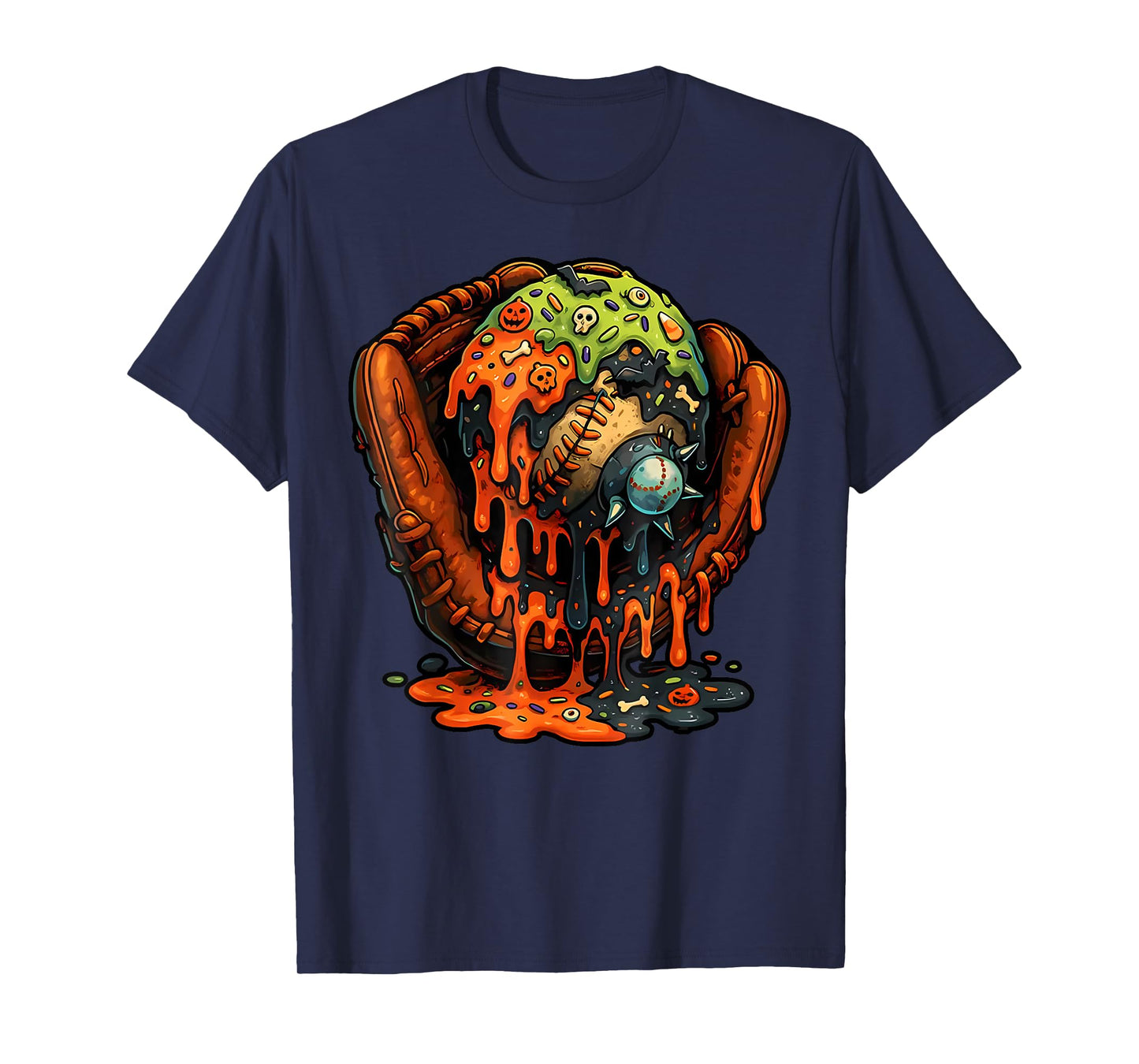 Baseball Glove Halloween Ice Cream Drip Men Boys Kids T-Shirt