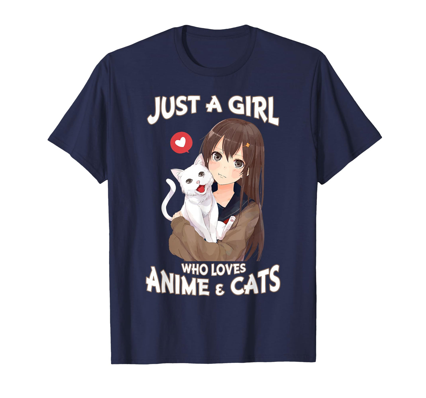 Just A Girl Who Loves Anime & Cats for Teen Girls T-Shirt Small