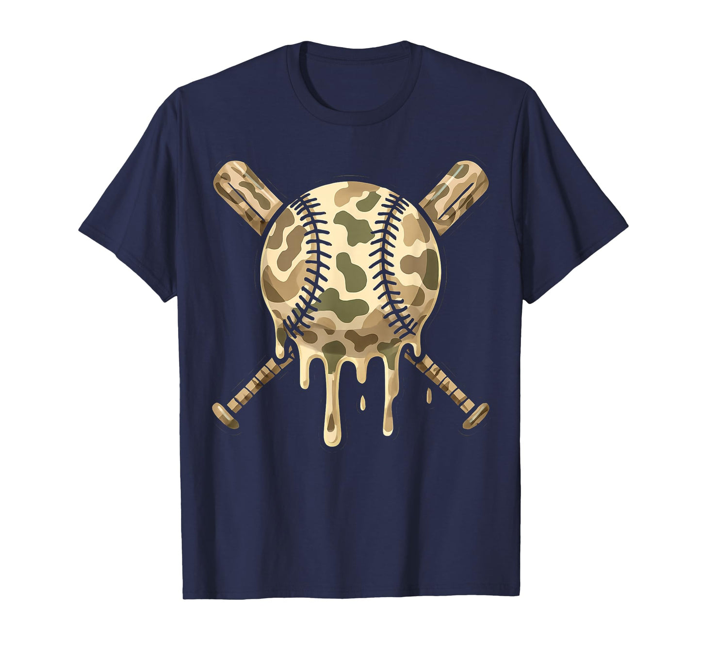 Baseball Drip Camo Baseball Bats Boys Sports Cool Game Day T-Shirt