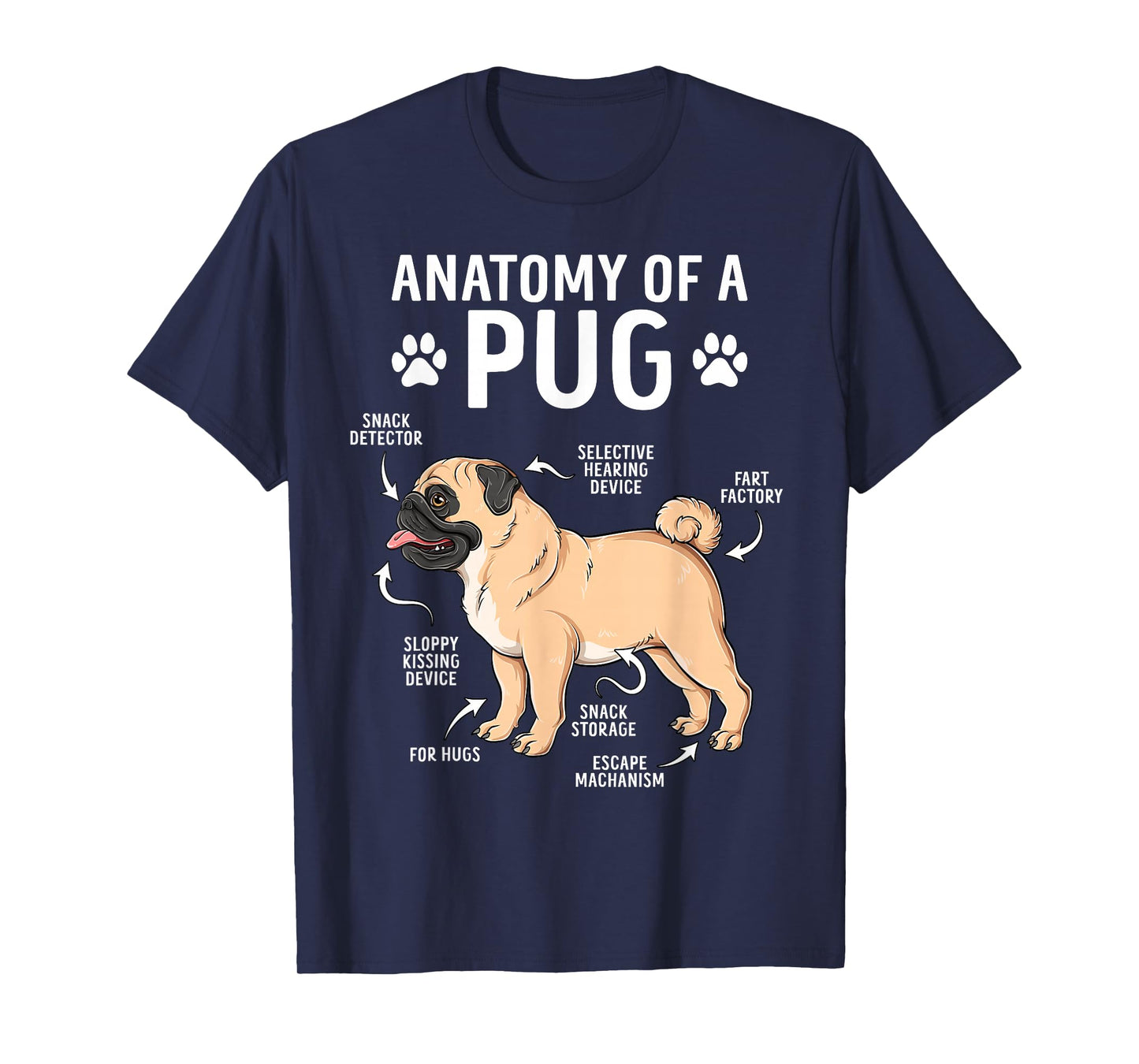 Anatomy of A Pug Funny Dog Lover Pug T-Shirt