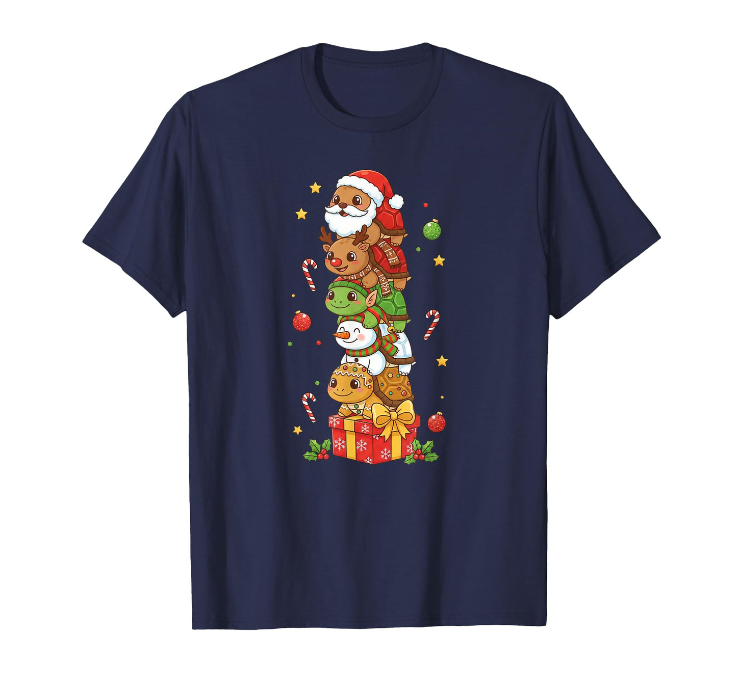 Funny Turtle Santa Elf Snowman Christmas Womens Mens Kids T-Shirt