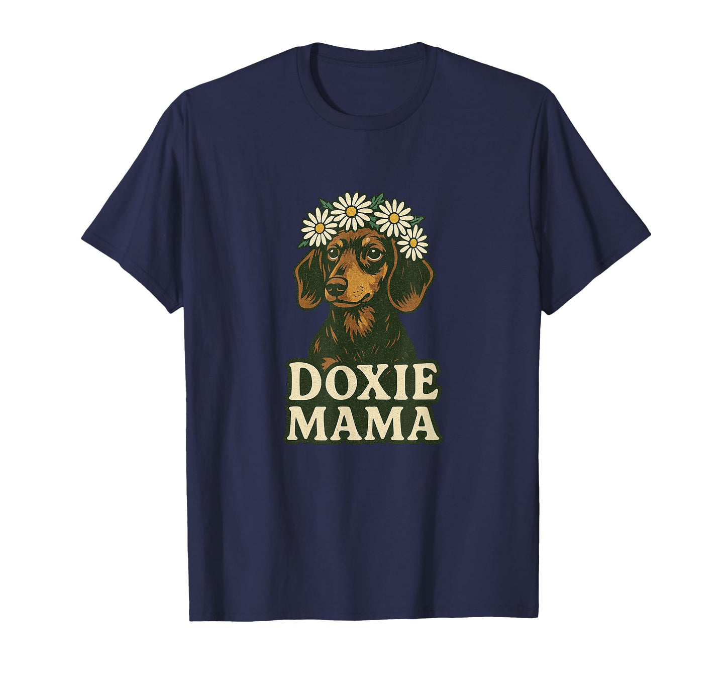 Doxie Mama Dachshund with Daisy Crown Cute Dog Art T-Shirt
