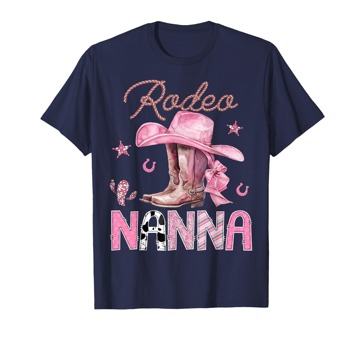 Rodeo Nanna Pink Boots Coquette CowGirl Birthday Party T-Shirt