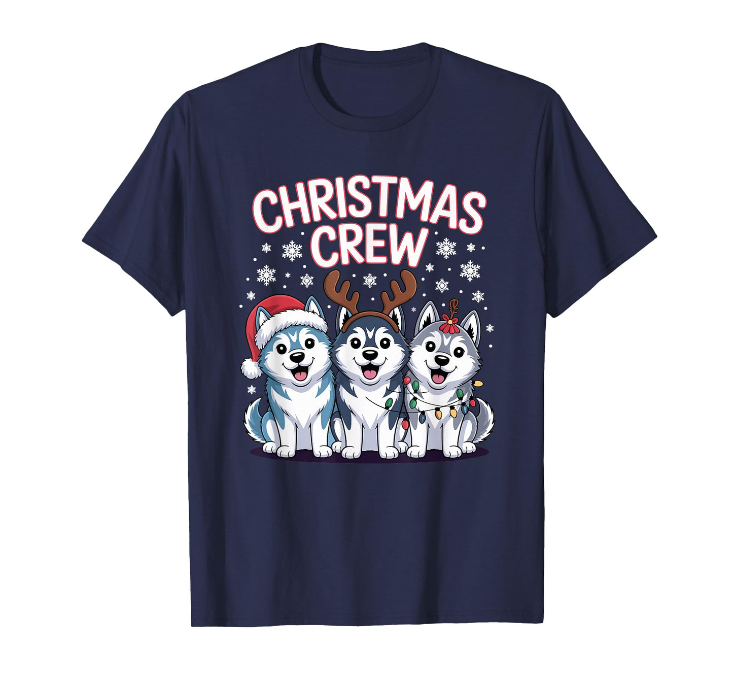 Christmas Crew Puppy Dog Sled Funny Christmas Siberian Husky T-Shirt