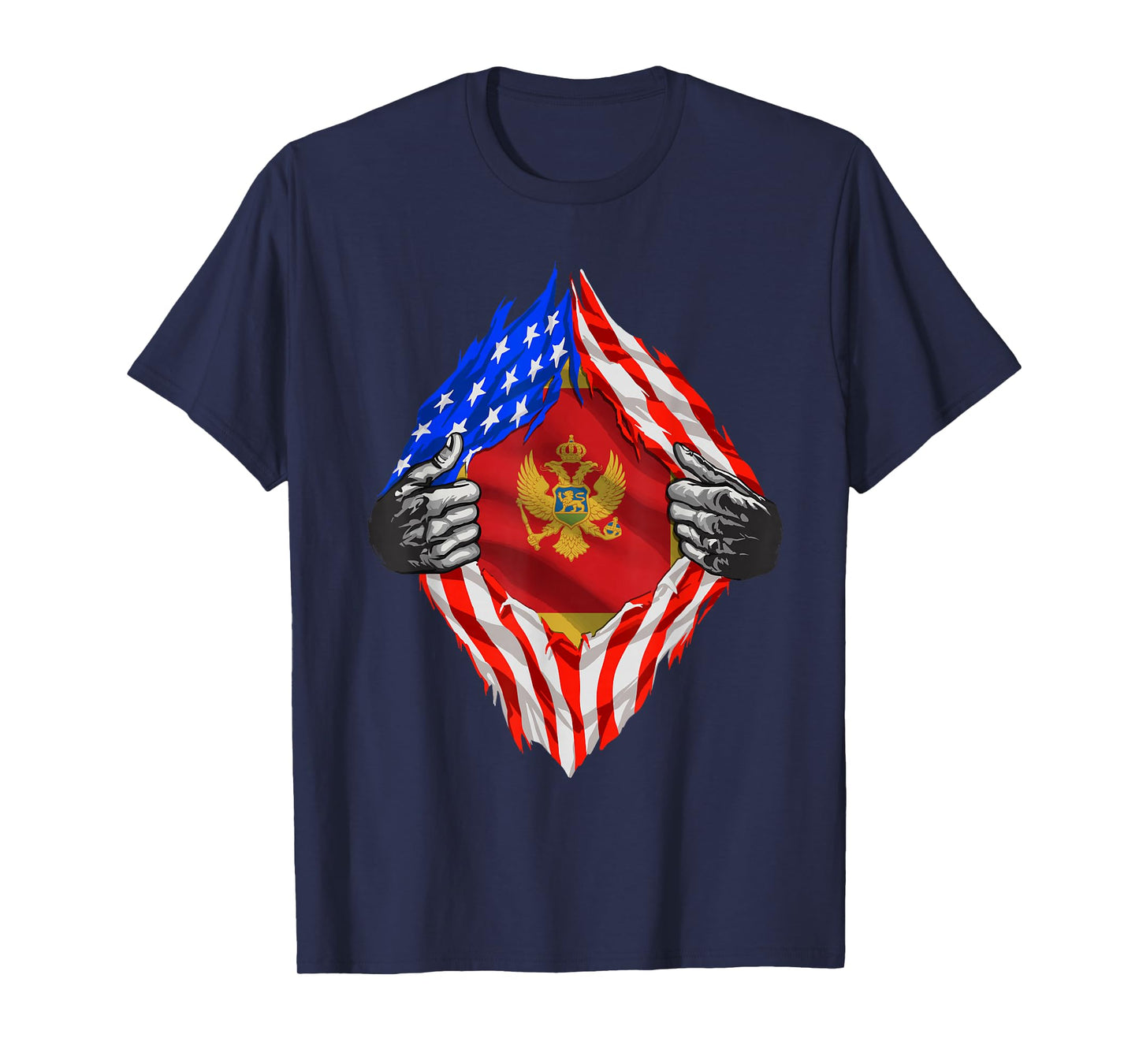 USA Montenegro Flag Half Montenegrin Half American Roots T-Shirt