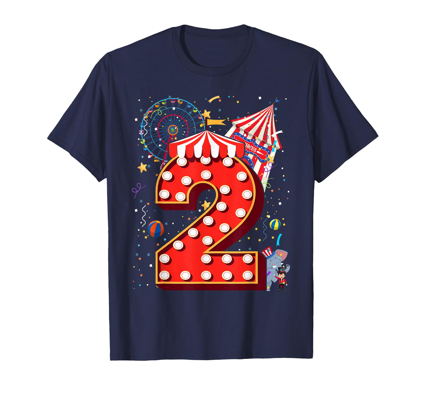 2 Year Old Circus Top Birthday Carnival 2nd Party Toddler T-Shirt