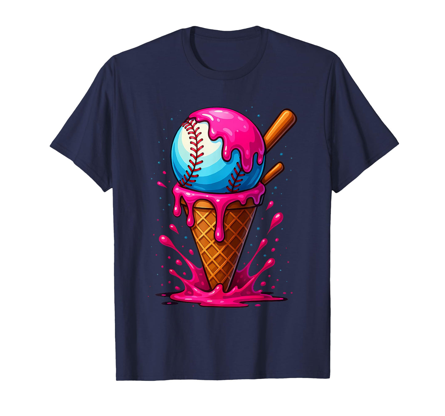Baseball Drip Boys Ice Cream Cone Drip Baseball T-Shirt