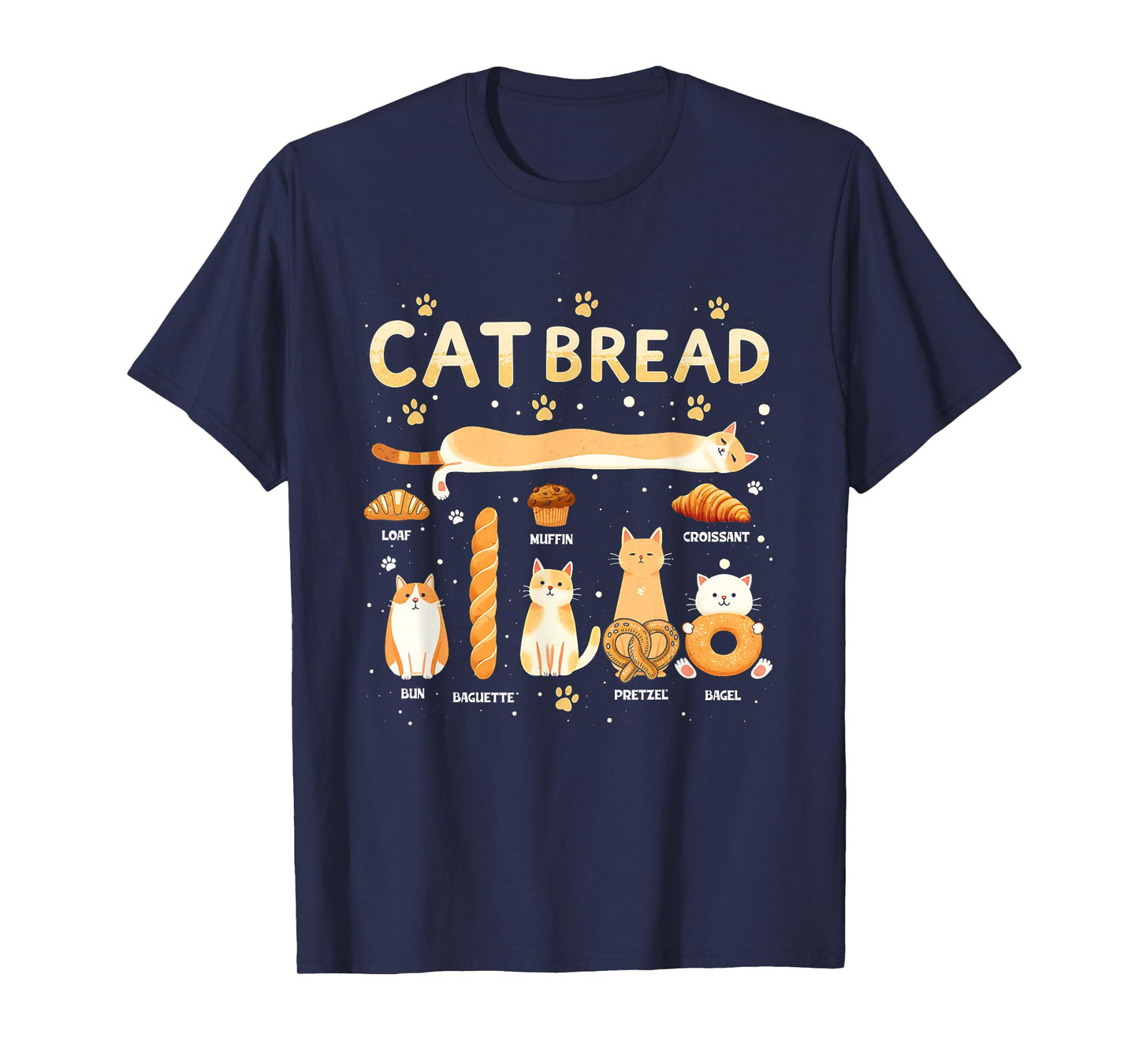 Cat Bread Loaf Lover Kitten Pet Animal Owner Foodie Cartoon T-Shirt