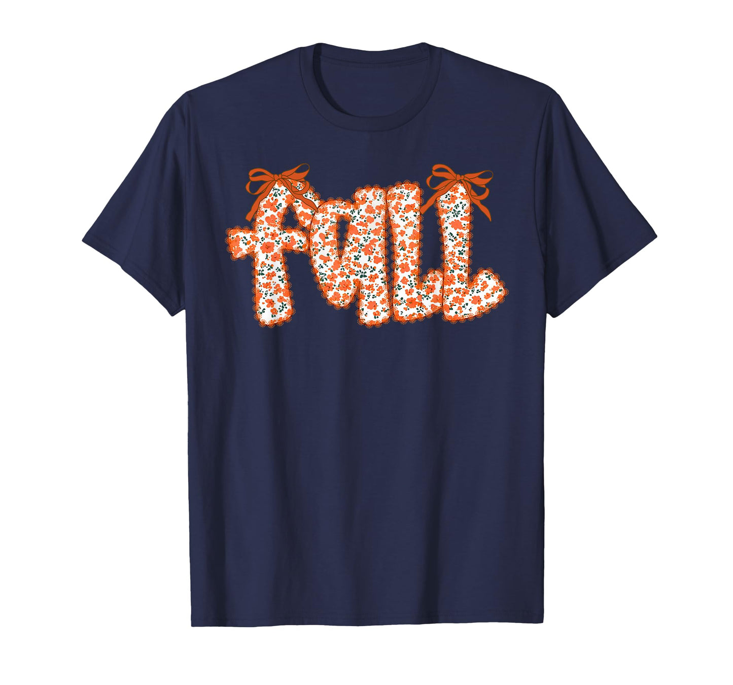 Fall Leaves Coquette Bow Wildflower Thanksgiving Autumn T-Shirt