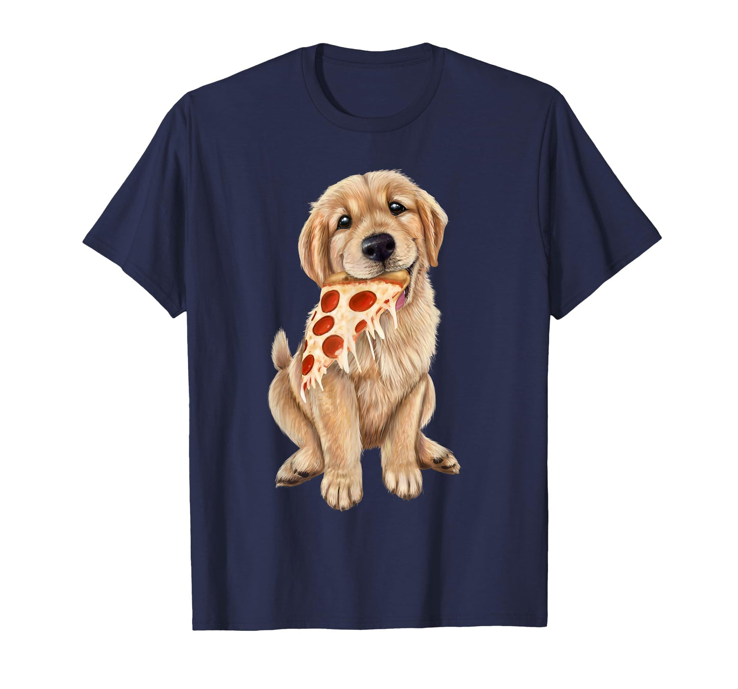 Golden Retriever eating pizza - puppy with a slice of pizza T-Shirt