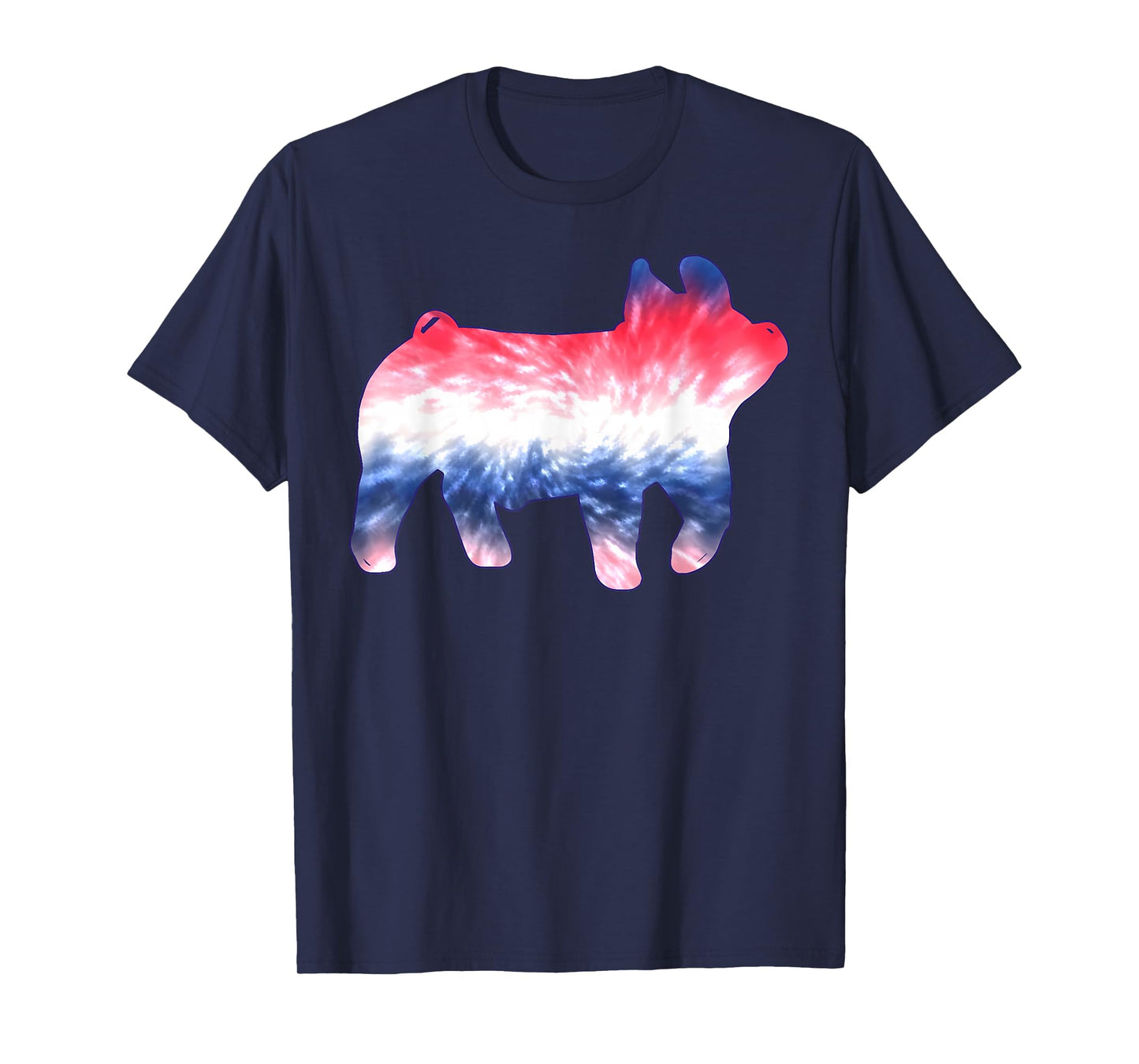 Red White Blue Show Pig Tie Dye 4th of July Pig Farm Animal T-Shirt