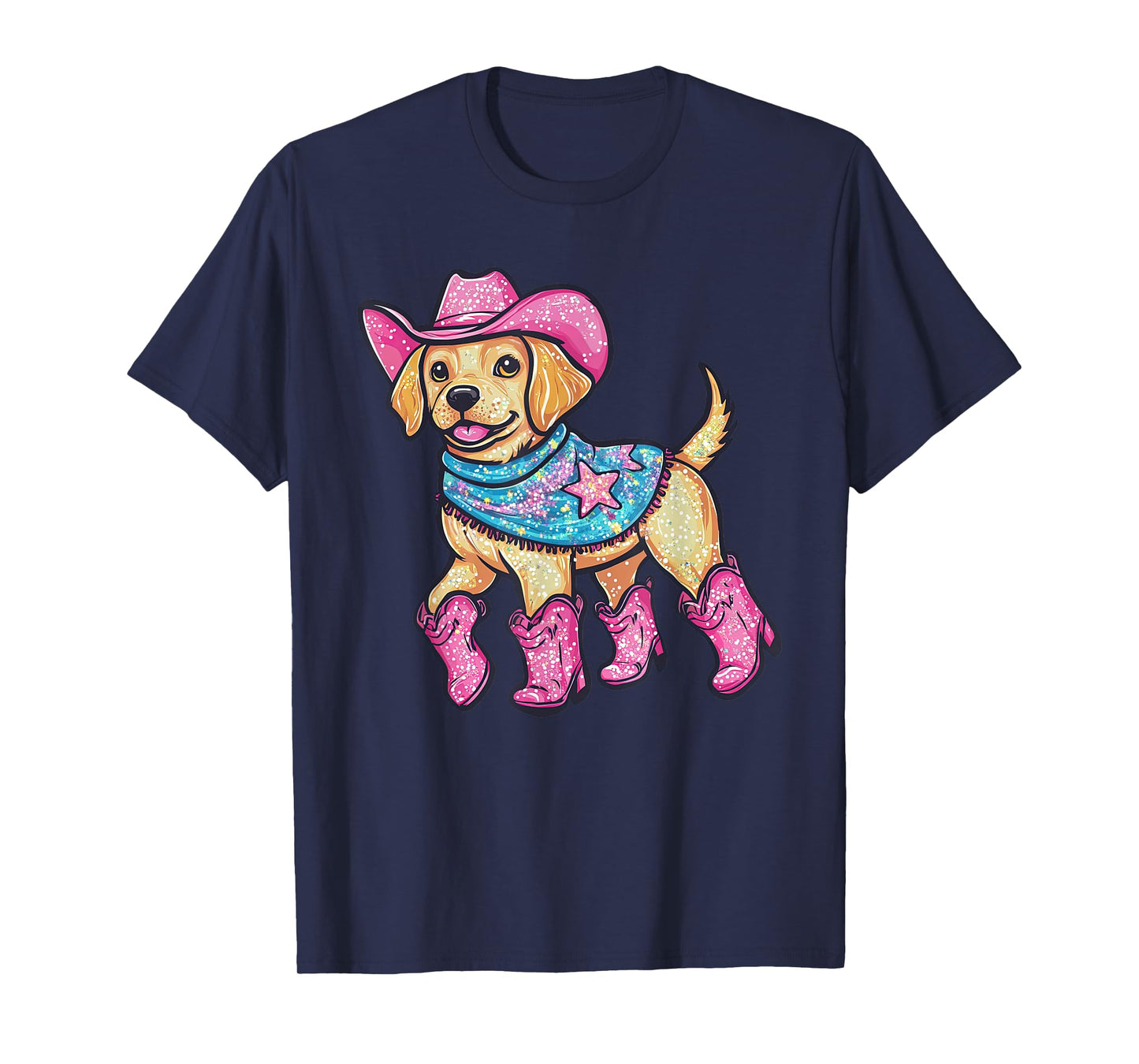 Cute Dog In Pink Cowboy Hat Boots Western Cowgirl Dog Lover T-Shirt