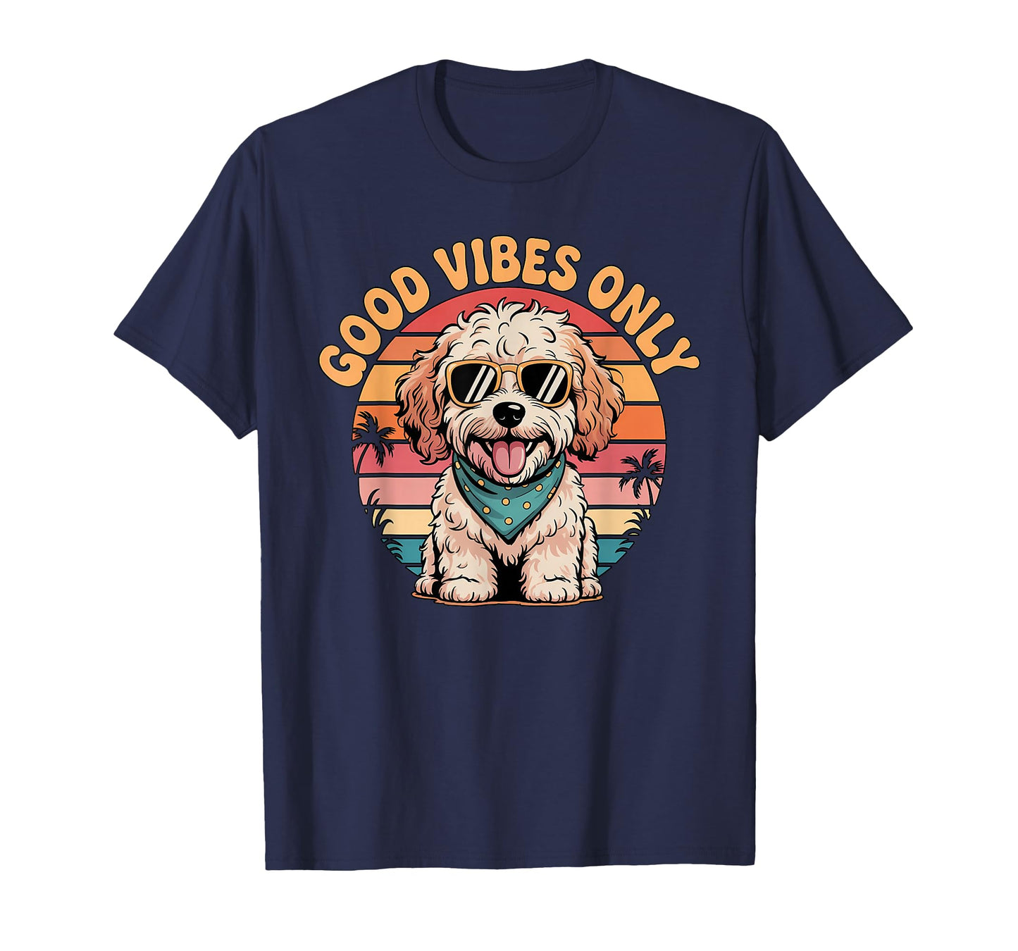 Cockapoo Puppy Retro Sunset Vibes Dog Lover T-Shirt