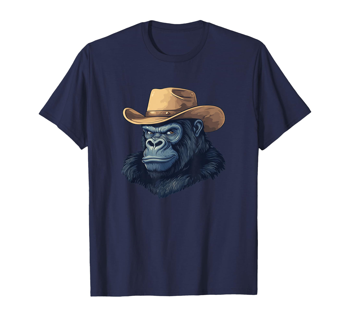 Fun Gorilla Face with Cowboy Hat for Rodeo Monkey T-Shirt
