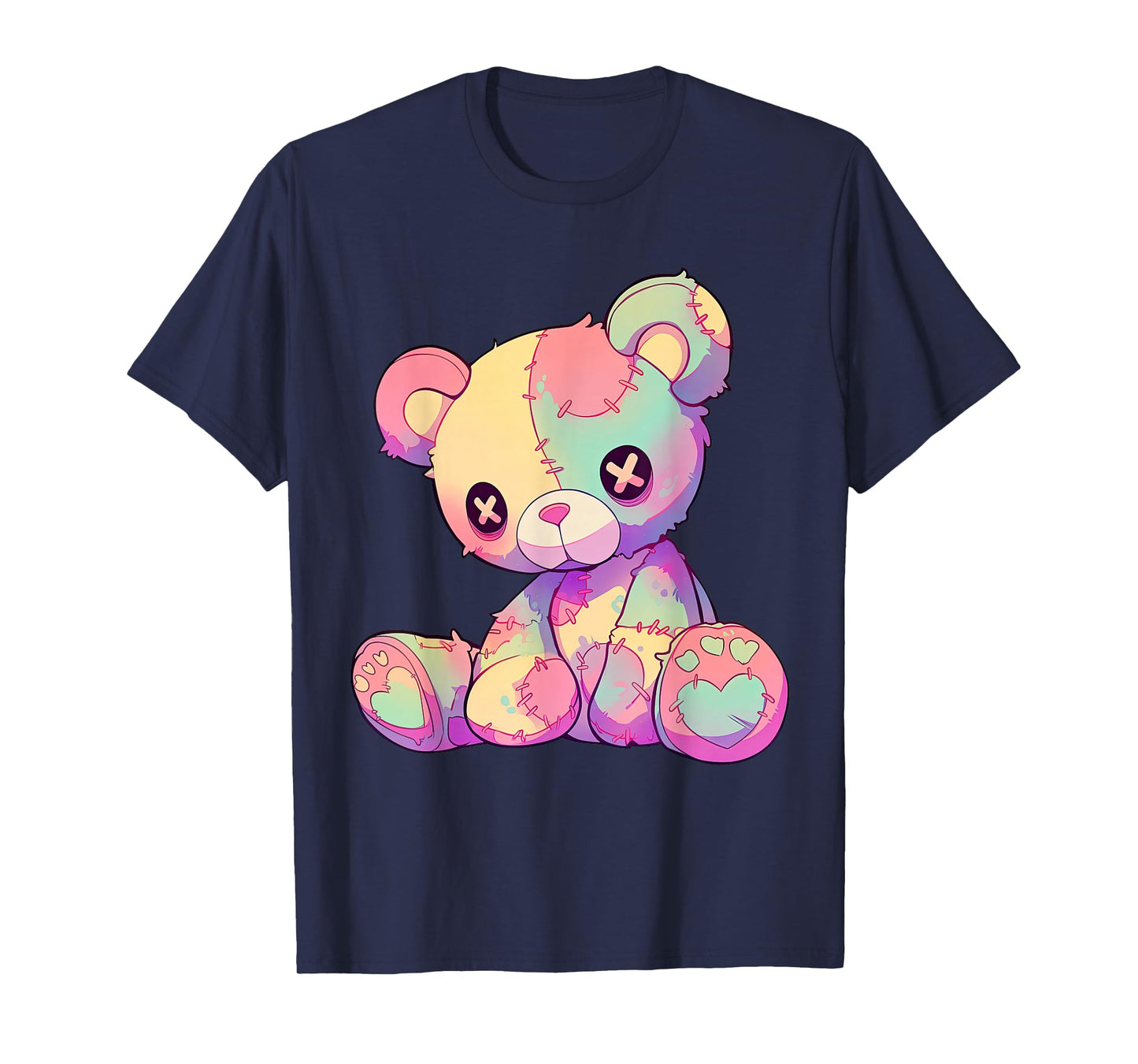 Kawaii Pastel Goth Creepy Cute Witchy Patchwork Teddy Bear T-Shirt