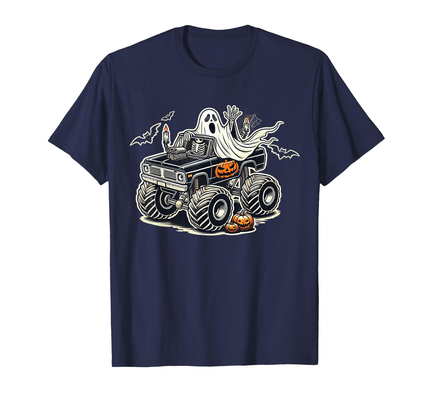 Big Little Boys Halloween Shirt Ghost Skeleton Kids Spooky T-Shirt