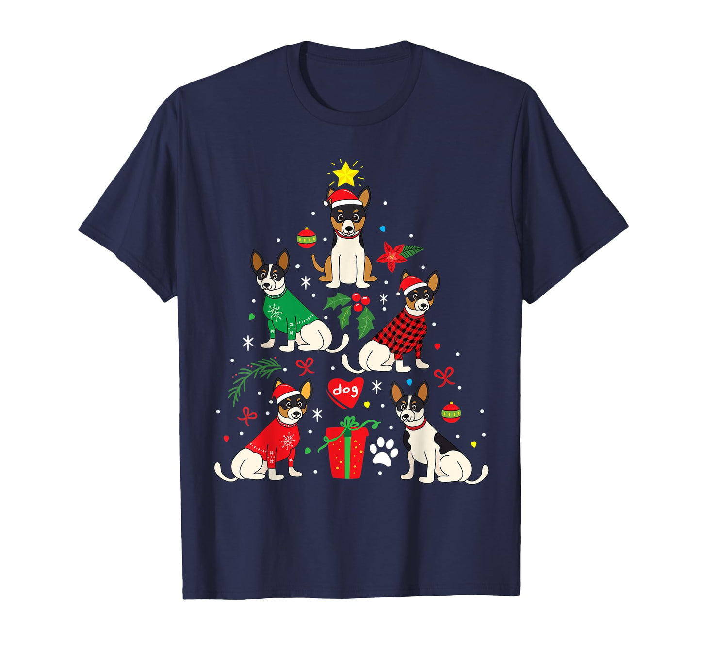 Rat Terrier Christmas Tree Ornament Decor Dog Gift T-Shirt