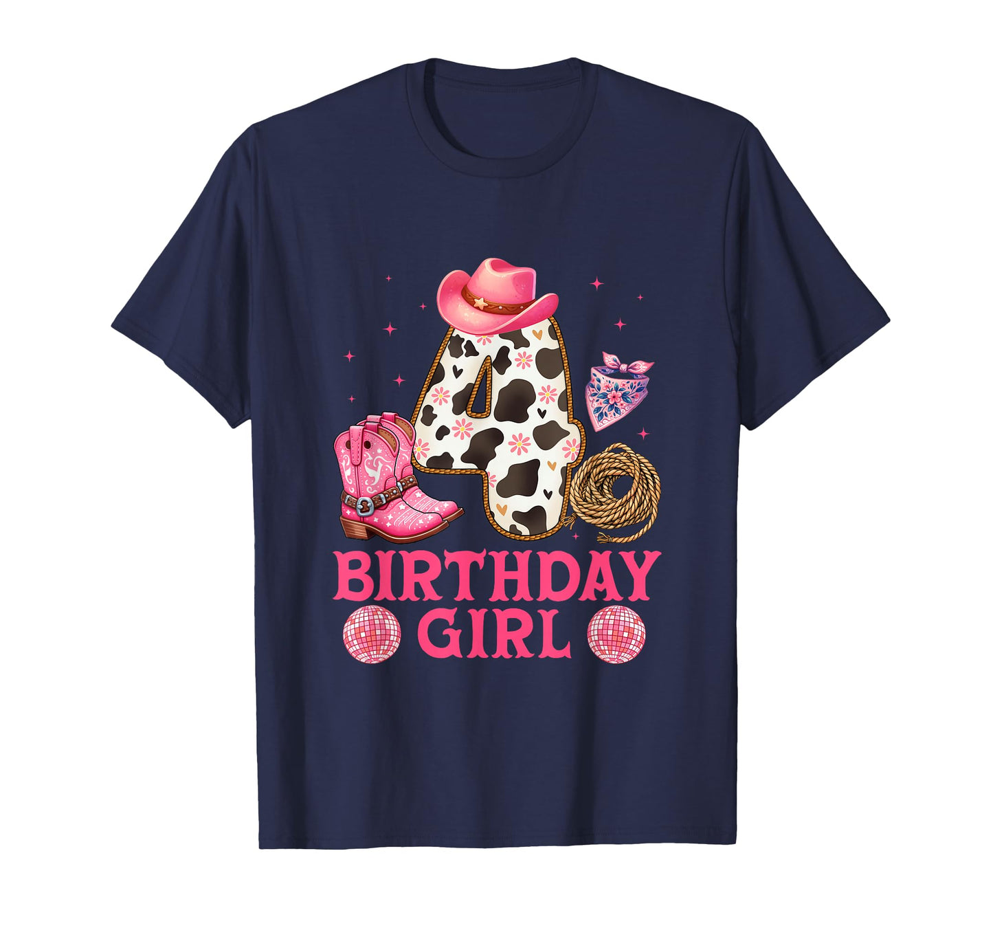 Cowgirl Birthday Girl 4 YearS Old Western 4th birthday girl T-Shirt
