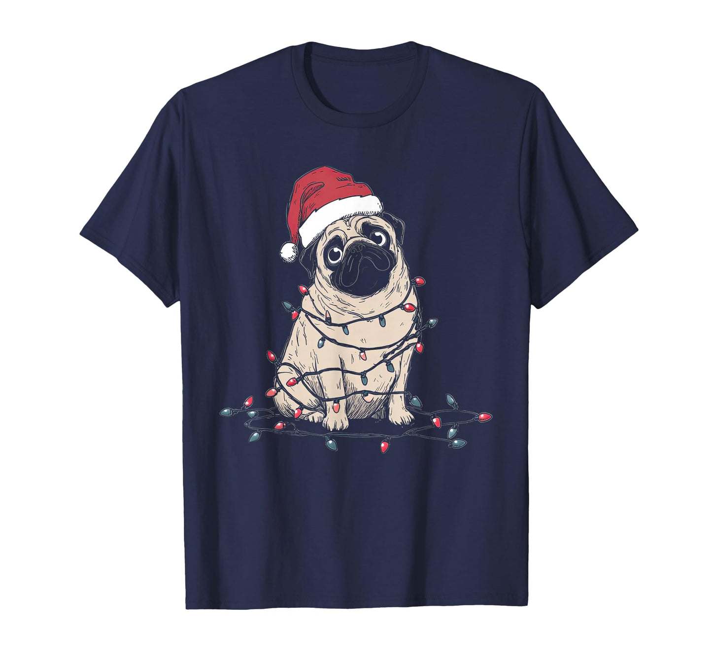 Funny Pug Christmas Graphics Dog Lights Lover Owner T-Shirt