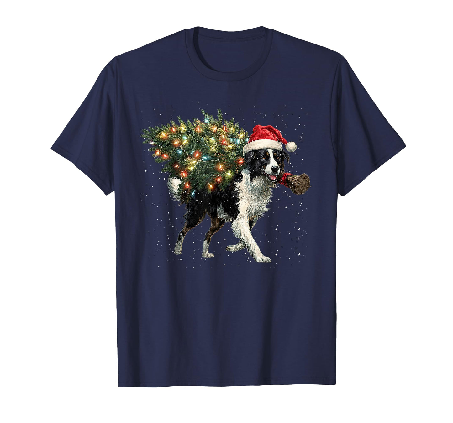 Cute Border Collie Dog in a Christmas Tree for Men Women T-Shirt