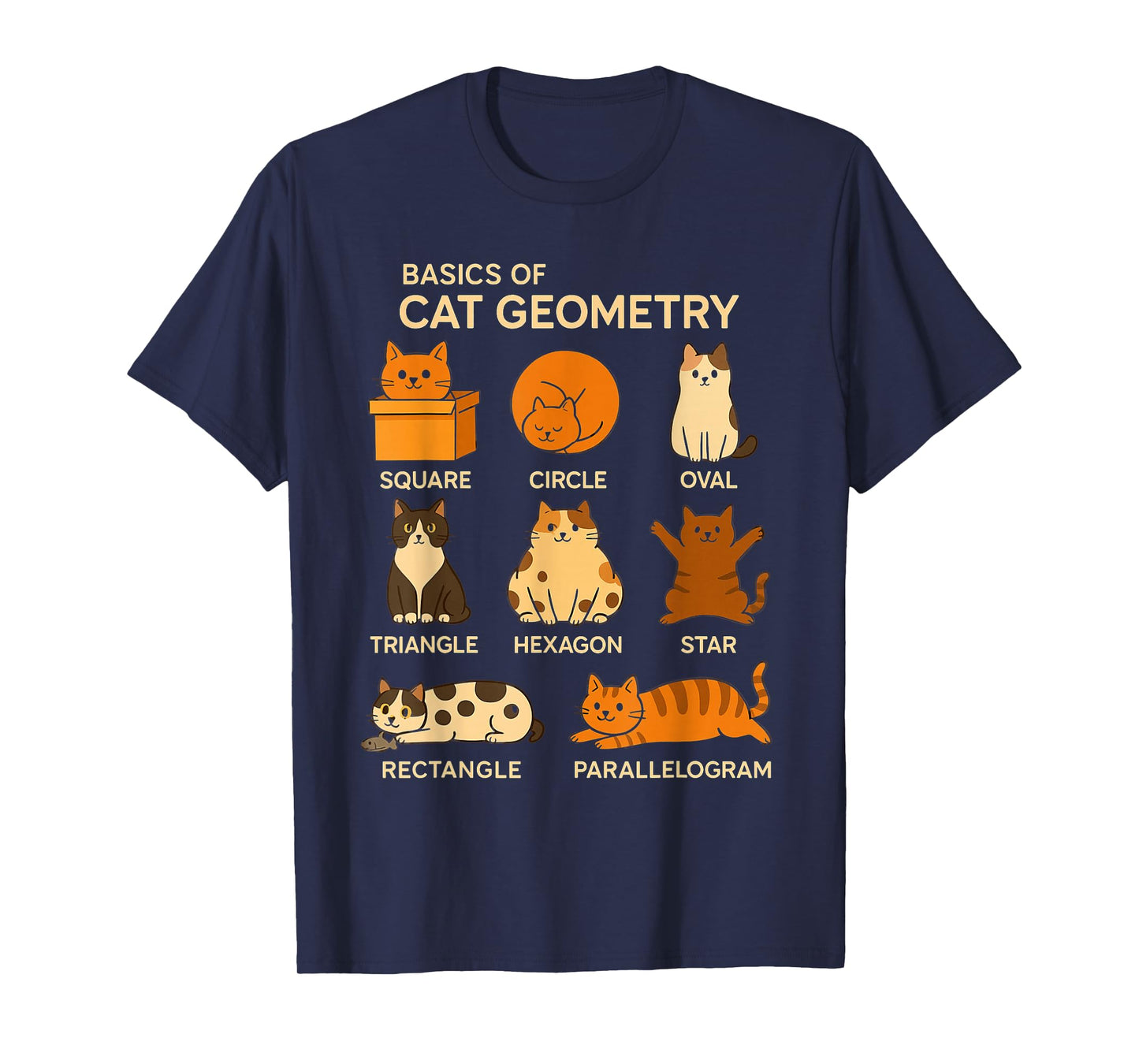 Basic Cat Geometry Cute Cat Cat Lover Cat Owner Math School T-Shirt