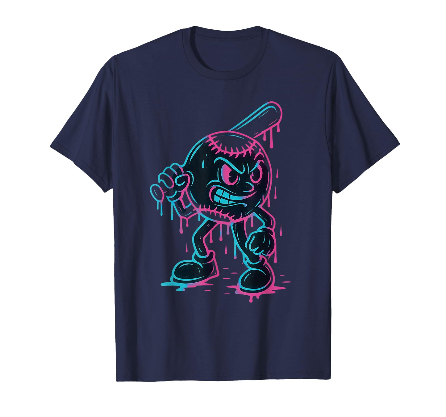 Baseball Home Run Boys Girls Cool Ice Cream Drip Baseball T-Shirt