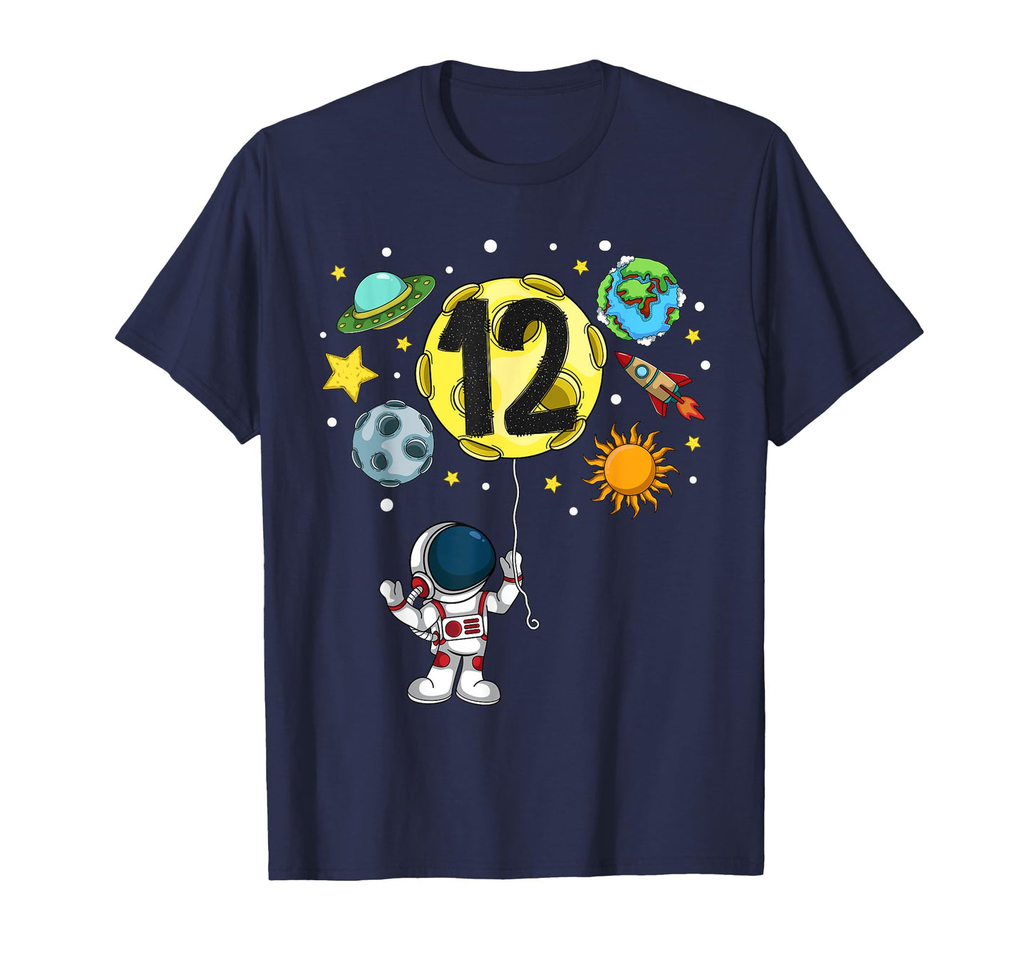 12 Years Old Astronaut 12th Birthday Boy Girl Space Lover T-Shirt