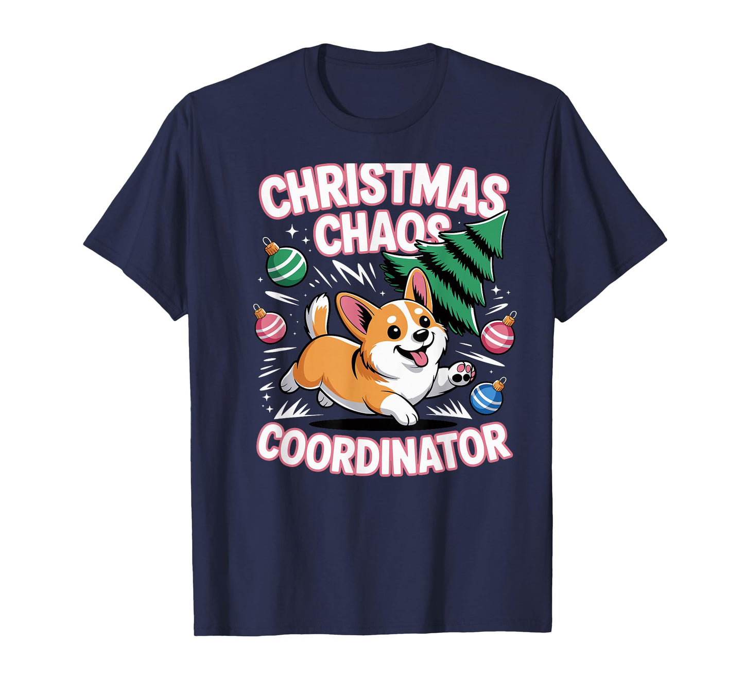 Christmas Chaos Coordinator Xmas Puppy Funny Welsh Corgi T-Shirt