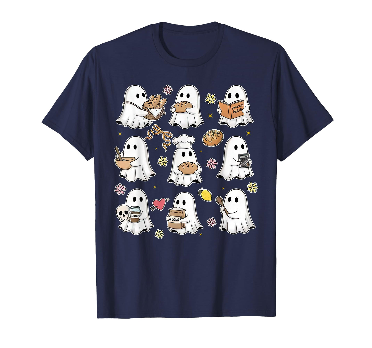 Sourdough Bread Halloween Cute Ghost Homemaker Baking Baker T-Shirt