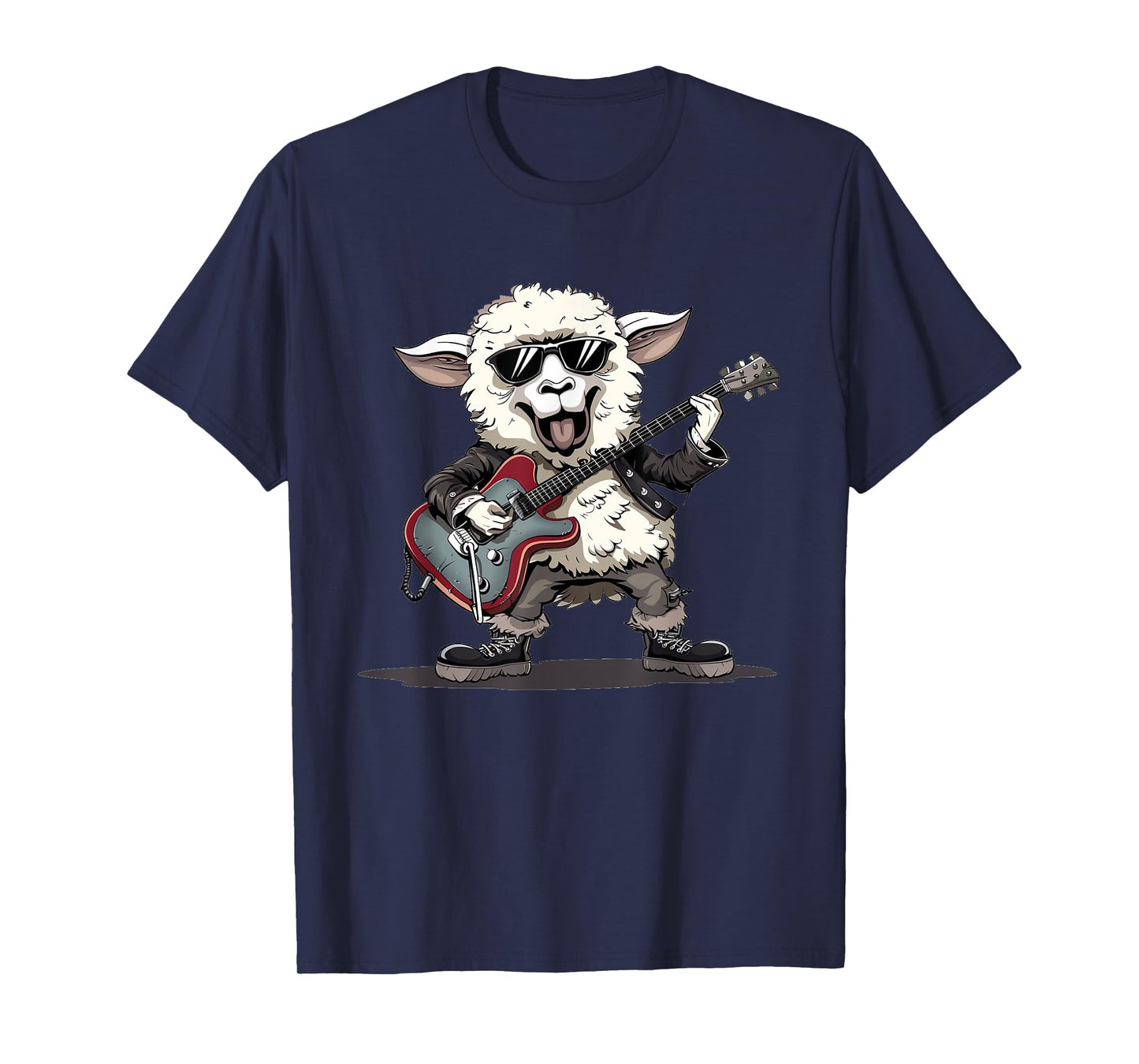 Rock and Roll Sheep with Electric Guitar Style T-Shirt