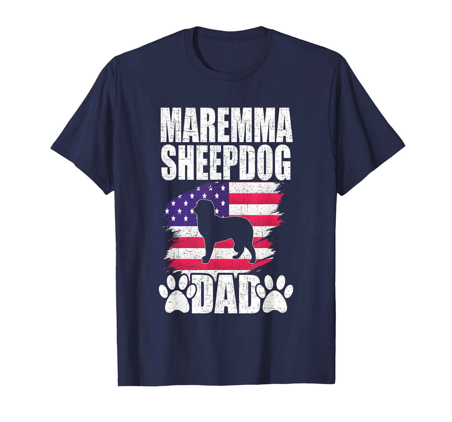 Maremma Sheepdog Dad Dog Lover American US Flag T-Shirt