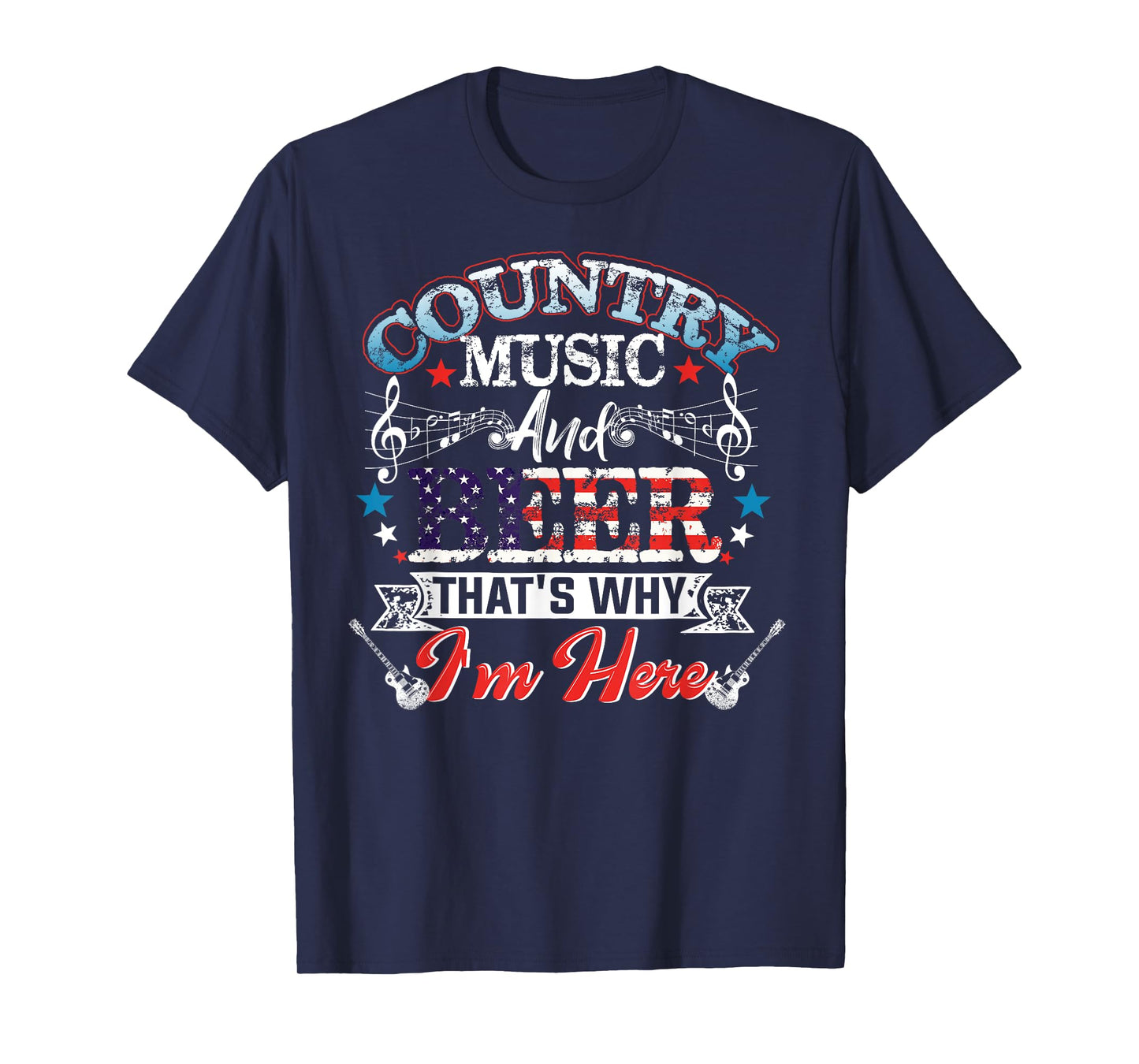 Vintage Country Music and Beer That's Why I'm Here US Flag T-Shirt