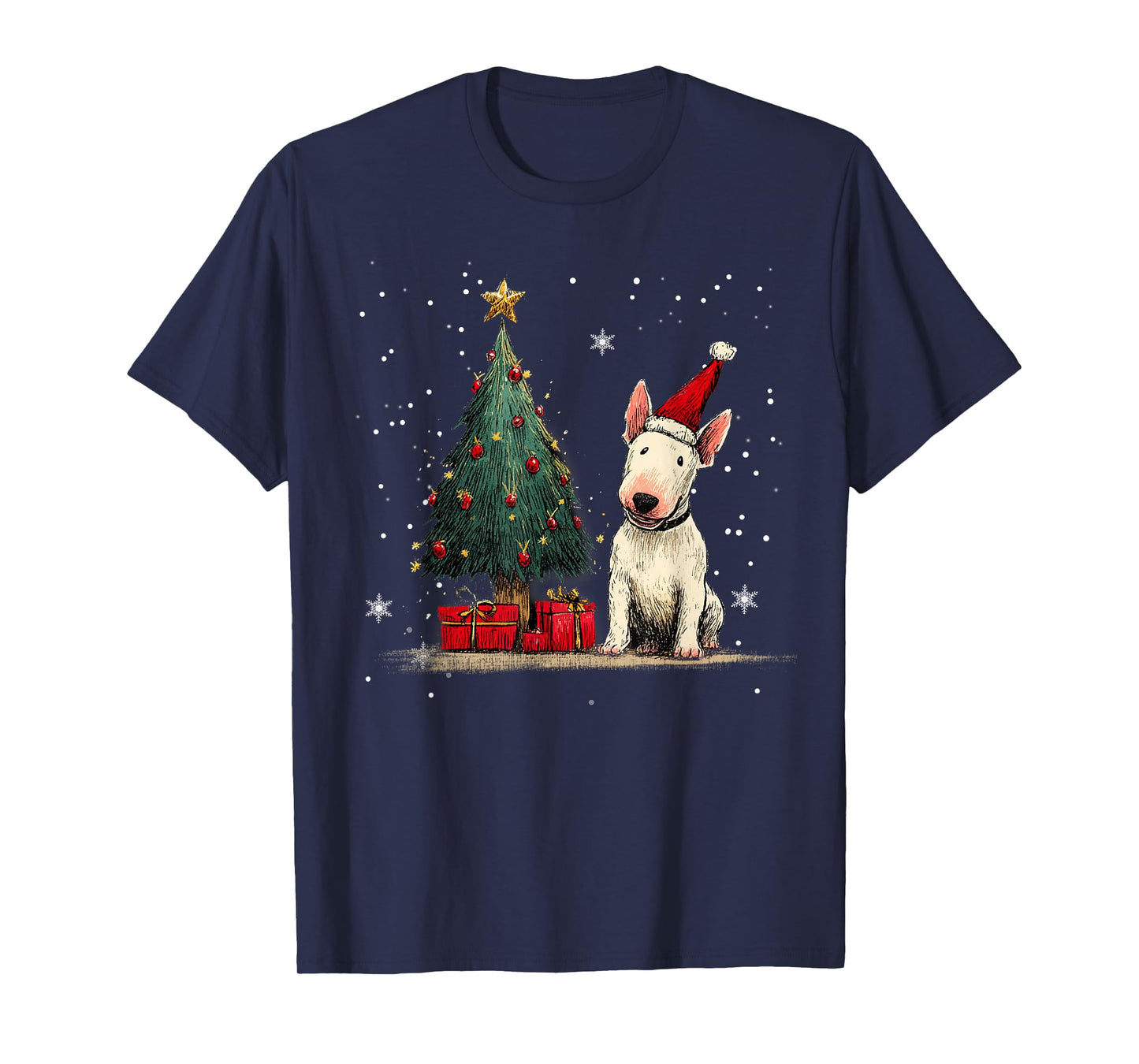 Funny Bull Terrier Dog Christmas Tree Women Men Kids T-Shirt