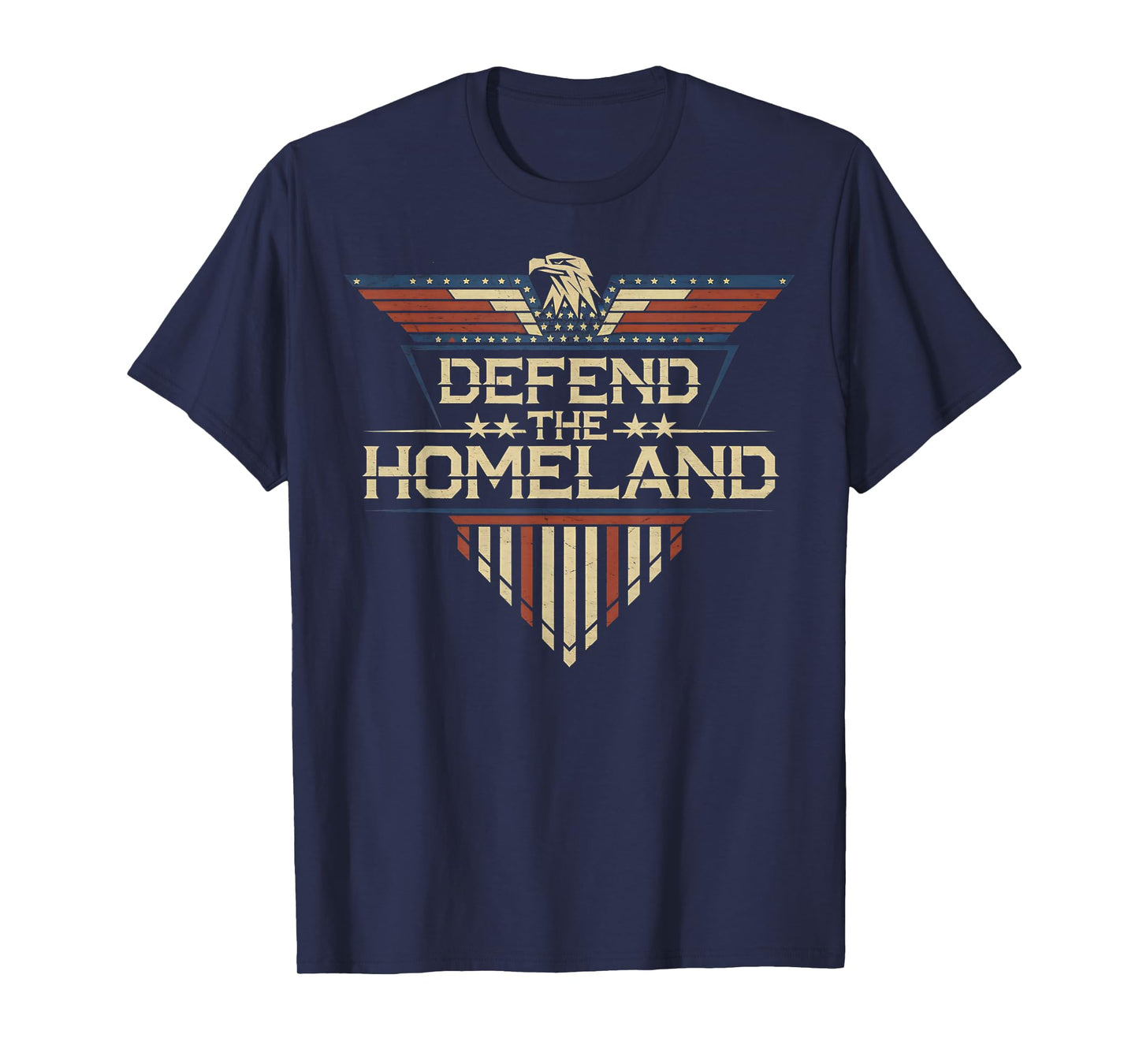 Defend The Homeland – USA Flag Eagle Retro Sci-Fi Design T-Shirt