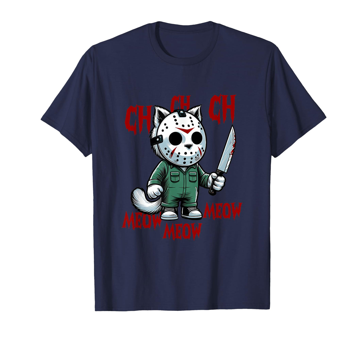Funny Cat Horror Movies Cute Halloween for Cat Kitty Lovers Men Women T-Shirt