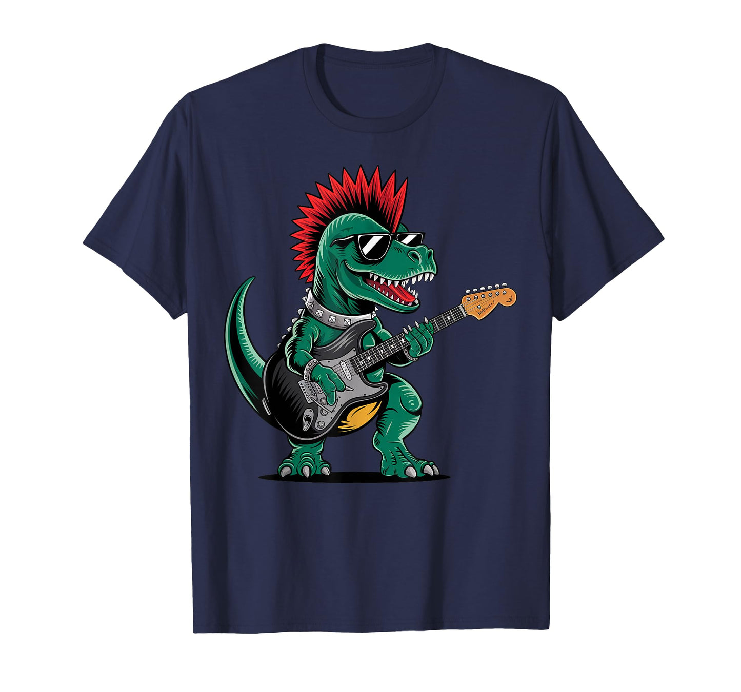 Cute Dinosaur Playing Guitar Rock Gift For Men Women Kid Boy T-Shirt