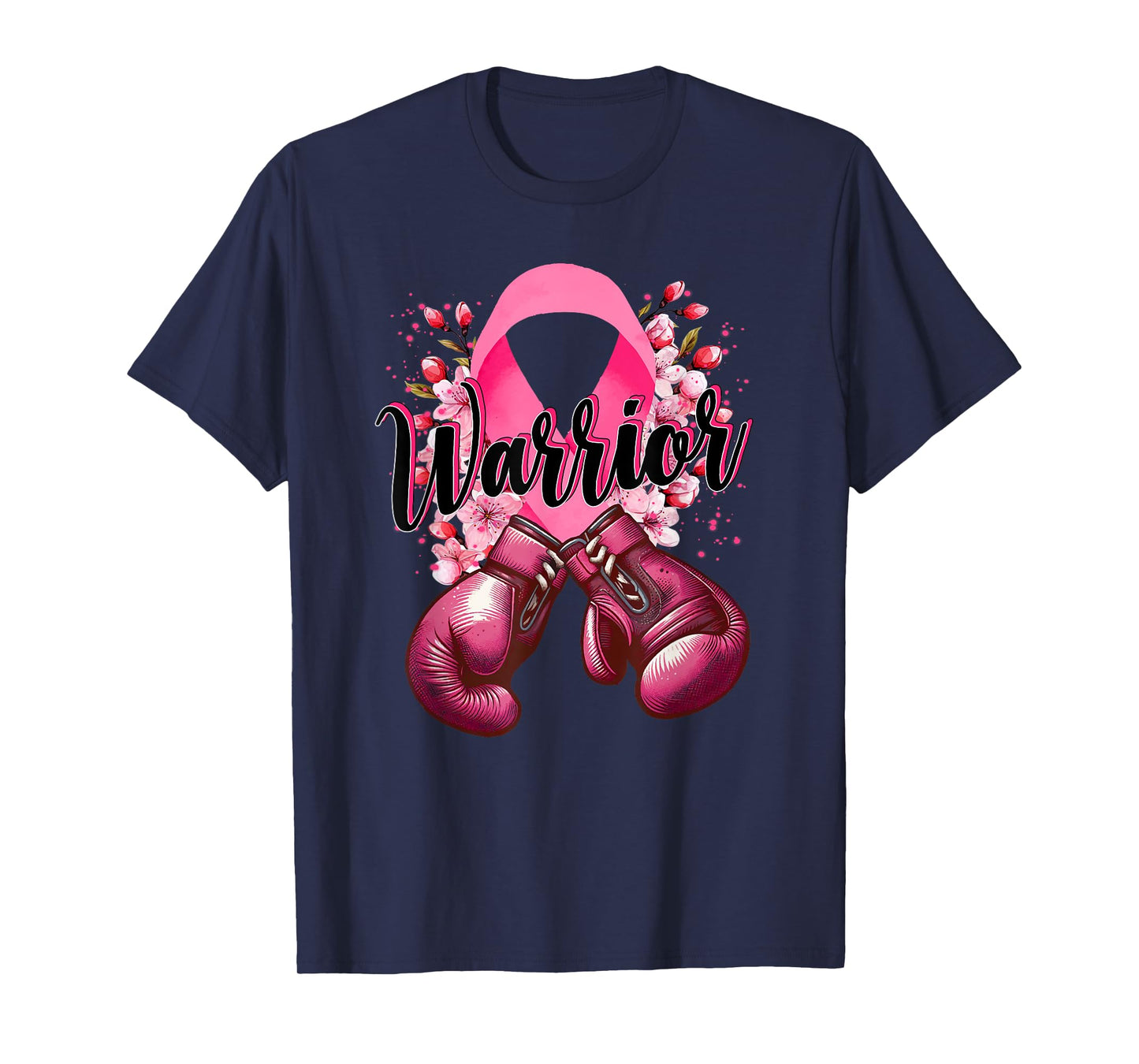 Warrior Boxing Gloves Pink Ribbon Breast Cancer Awareness T-Shirt