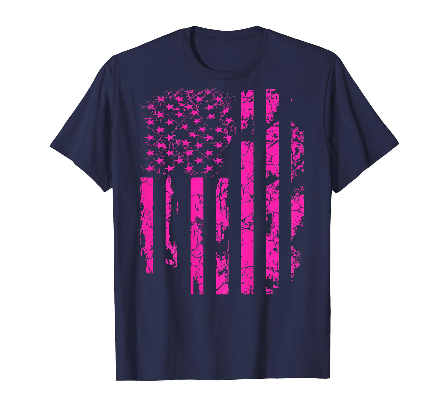Pink Distressed USA Flag T-Shirt