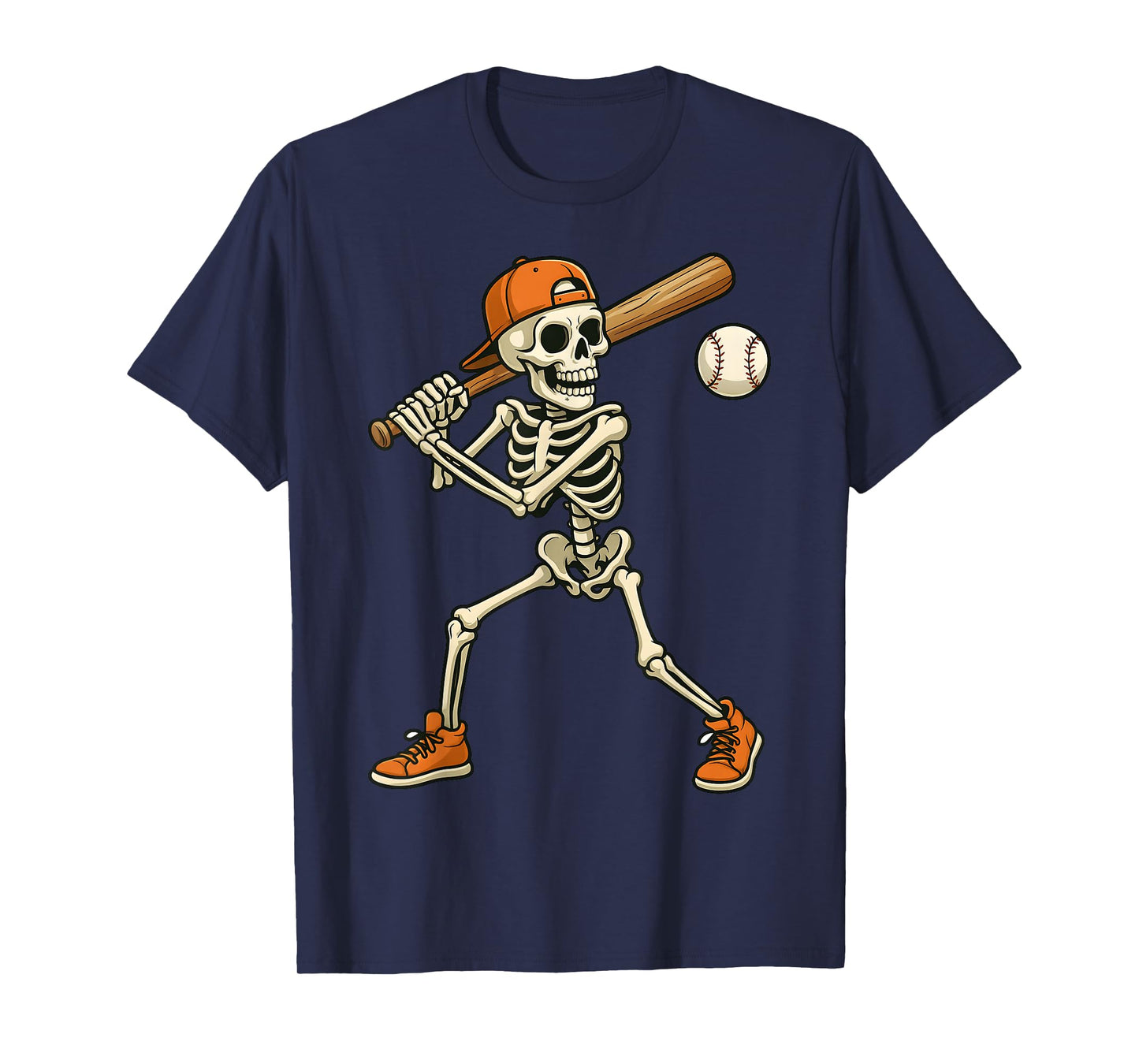 Halloween Skeleton Baseball Costume Funny Men Boys Kids T-Shirt