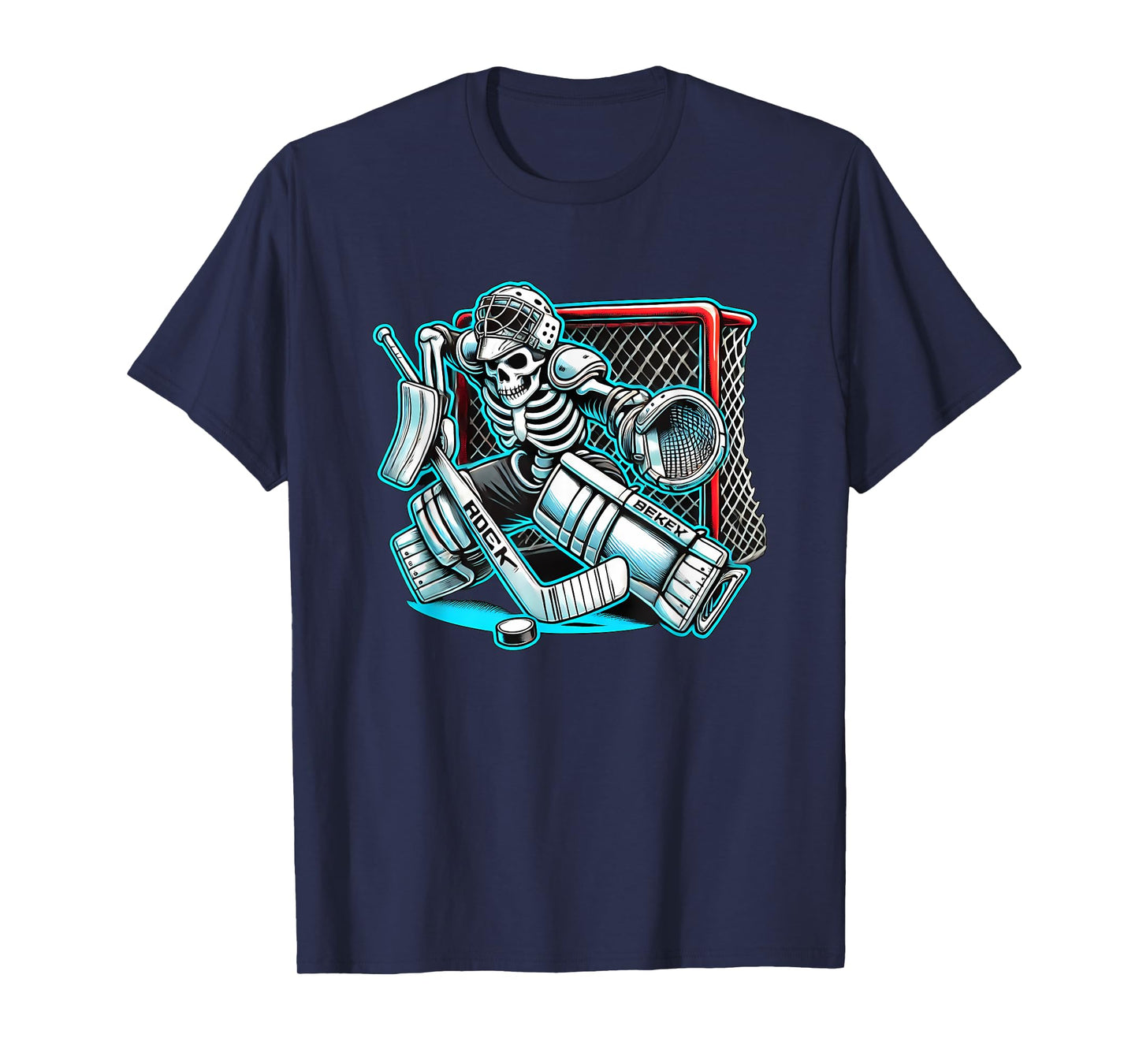 Halloween Skeleton Goalie Hockey T-Shirt